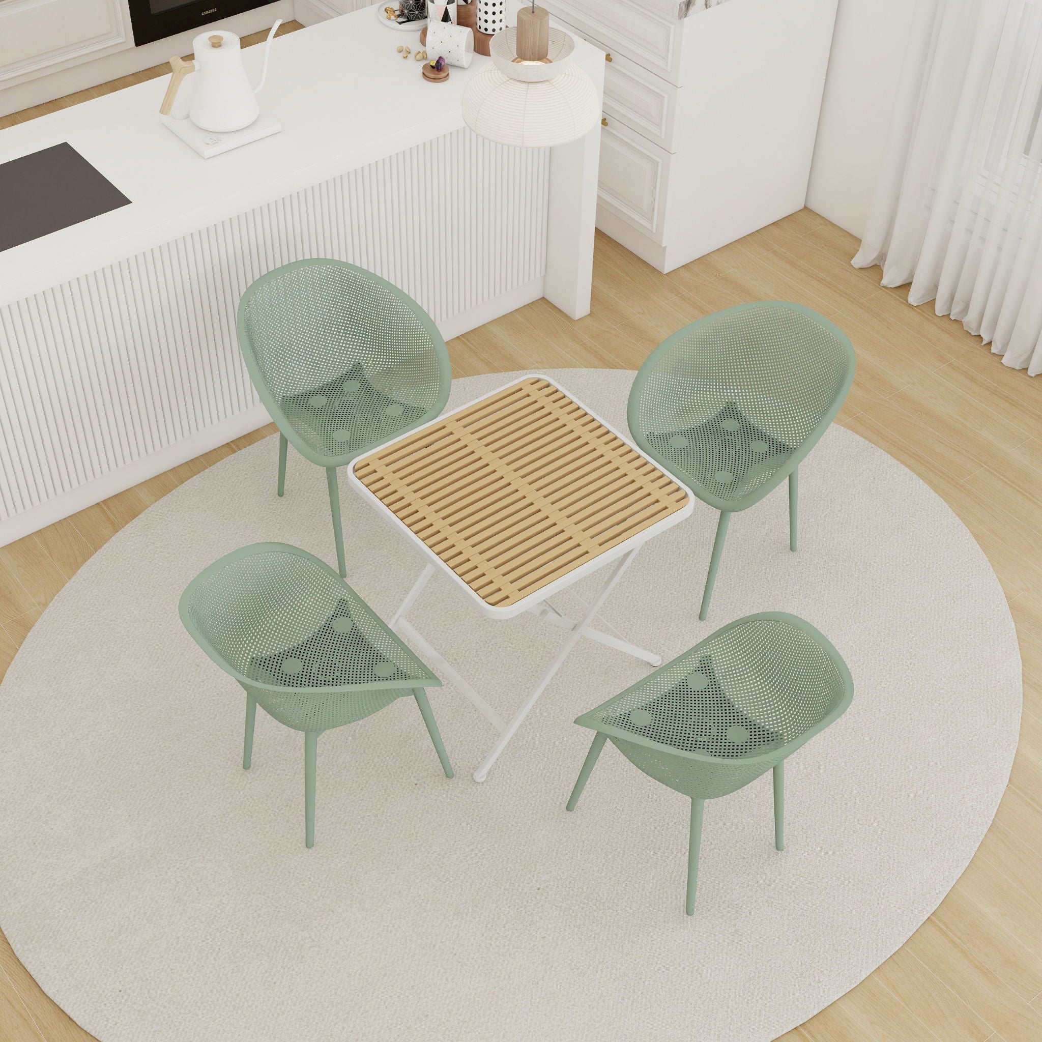 2 Piece Durable Single Chair With Mesh Hollow Out Design