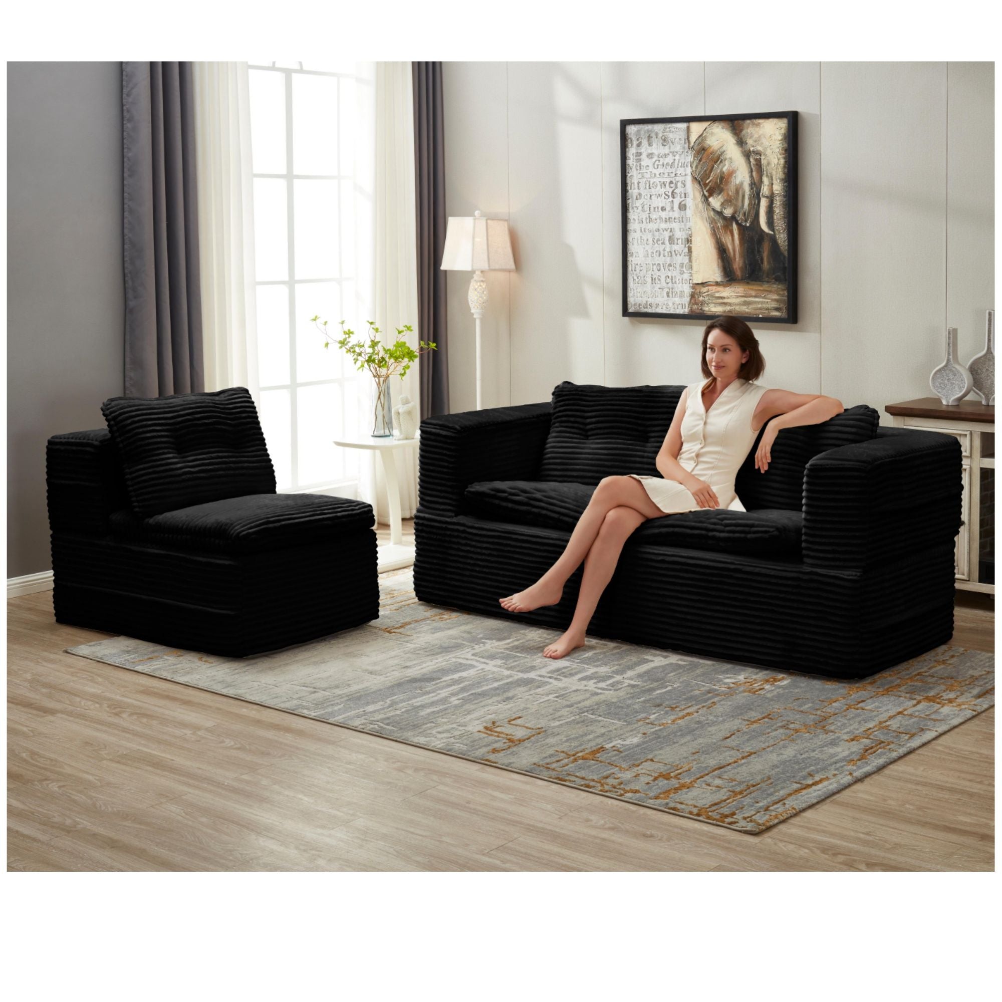Multi Functional Sectional Sofa Bed With Independent Chaise Lounge And Functional Blanket