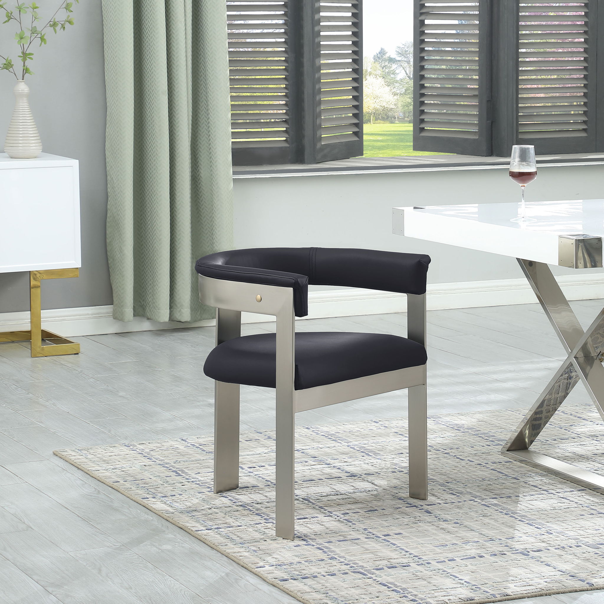 Romeo - Faux Leather Dining Chair With Silver Base (Set of 2)