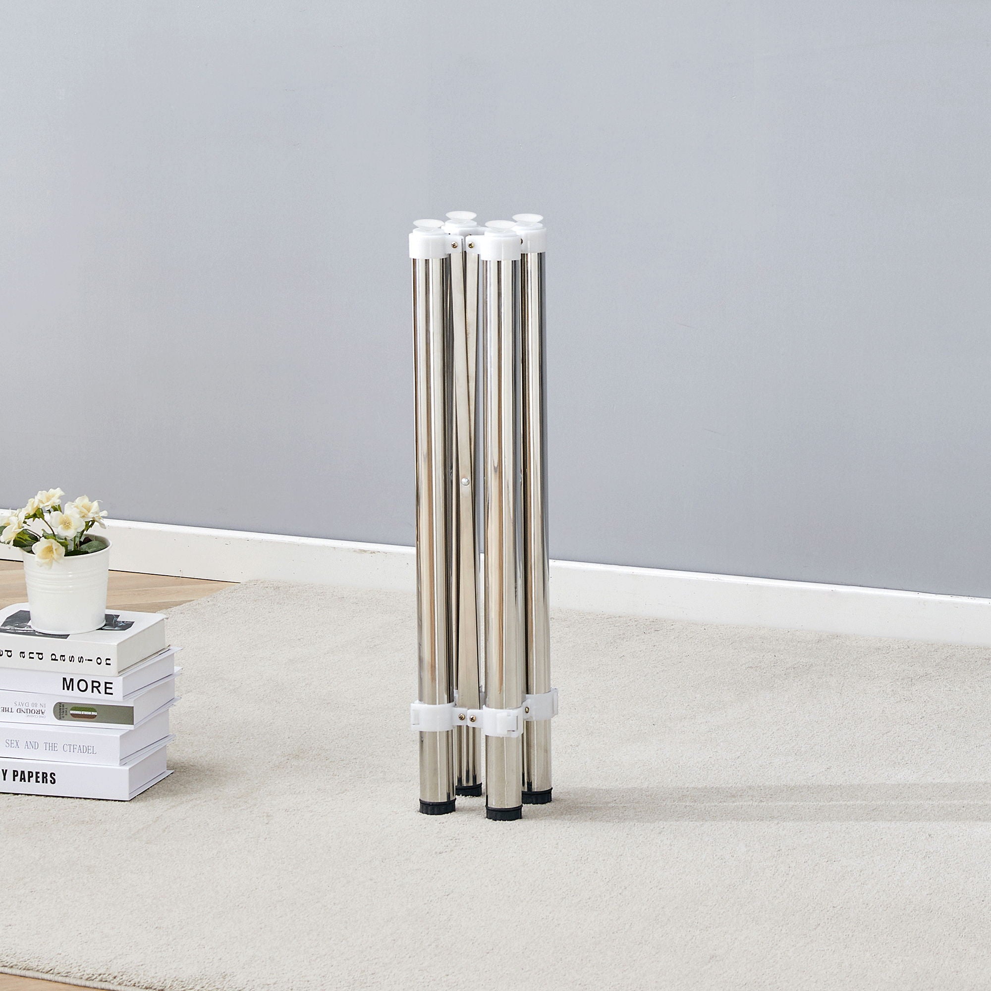 Simple Silver Stainless Steel Folding Table Frame Multifunctional Space Saving Design.Separate Folding Table Legs That Can Be Paired With Various Sizes And Styles Of Tabletops - Silver - Best Buy Furniture