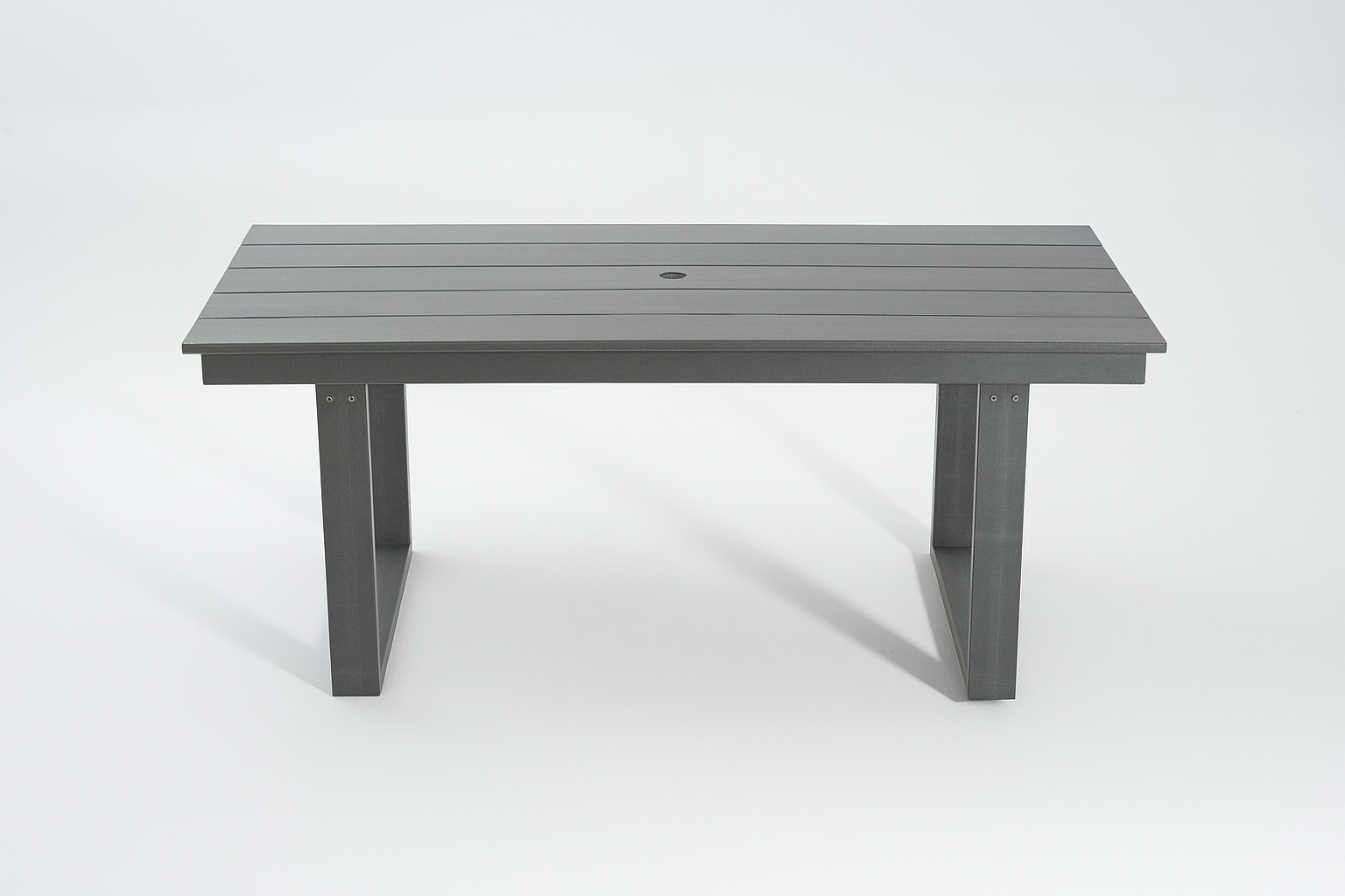 7-Piece HDPE Outdoor Dining Set for 6 – Weather-Resistant Patio Table with Umbrella Hole (Grey)