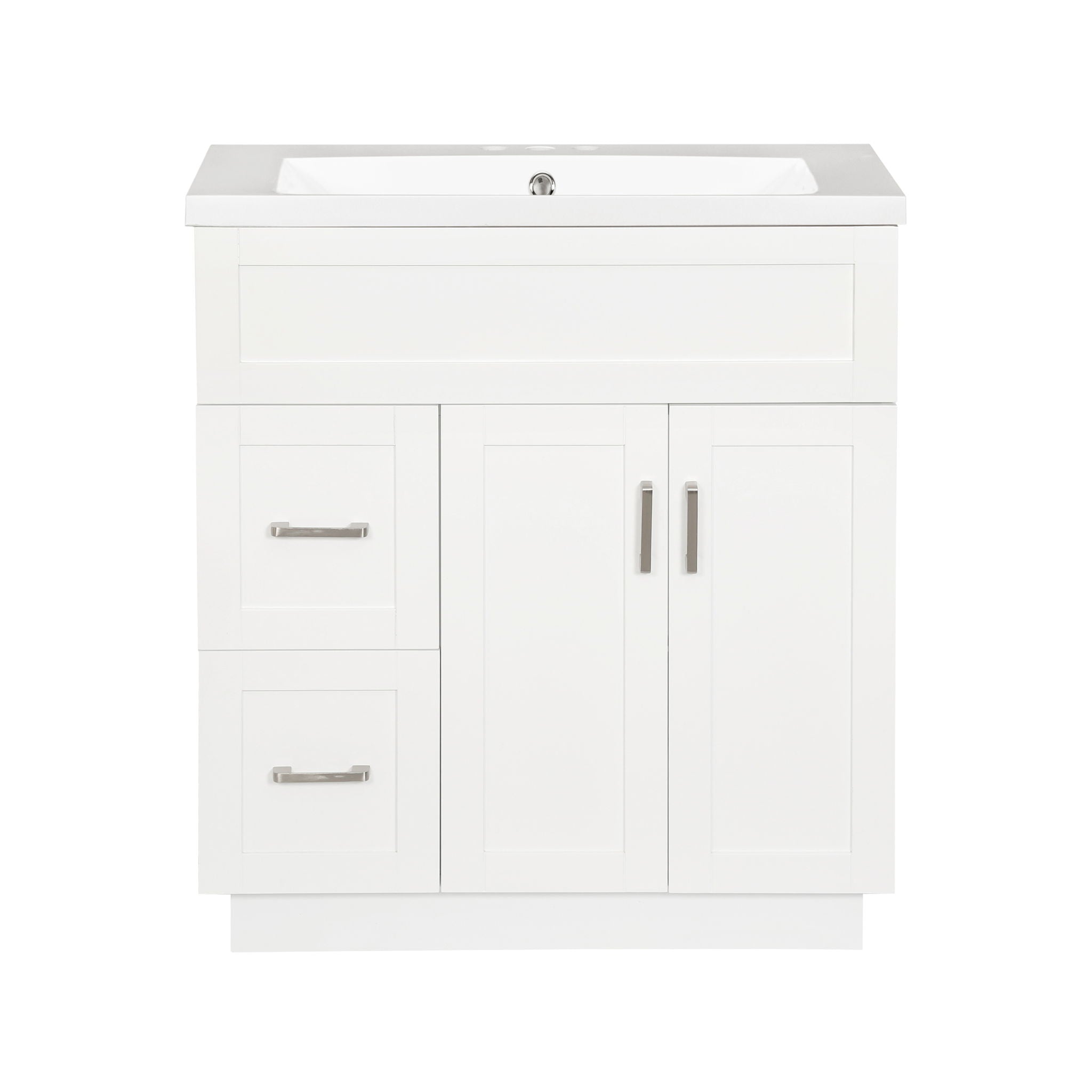 Bathroom Vanity With 2 Doors, 2 Drawers, Adjustable Shelf, Hidden Slides & Soft Close Hinges