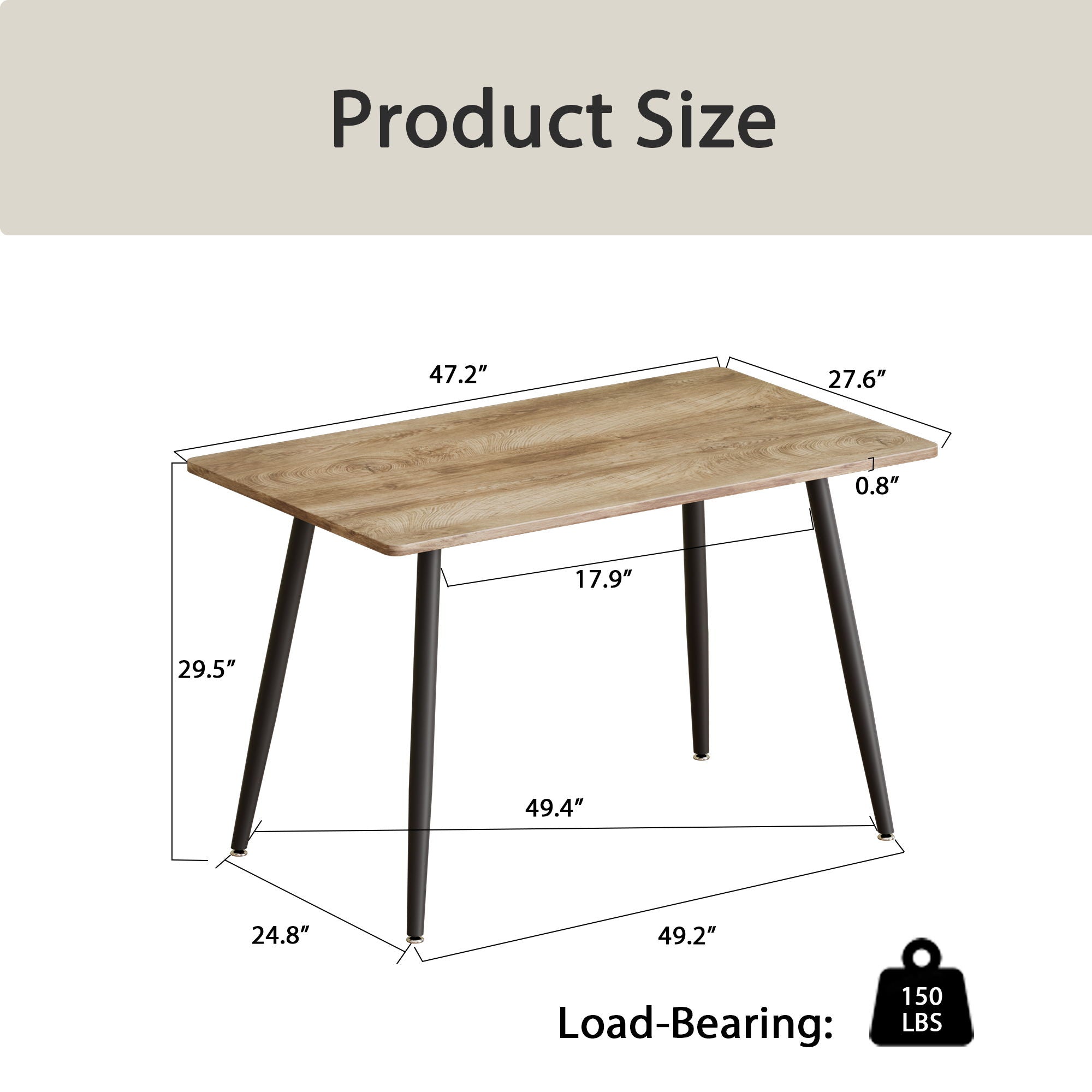 Modern Minimalist Dining Table And Chairs With Metal Legs For 4 - 6 Seats - Wood
