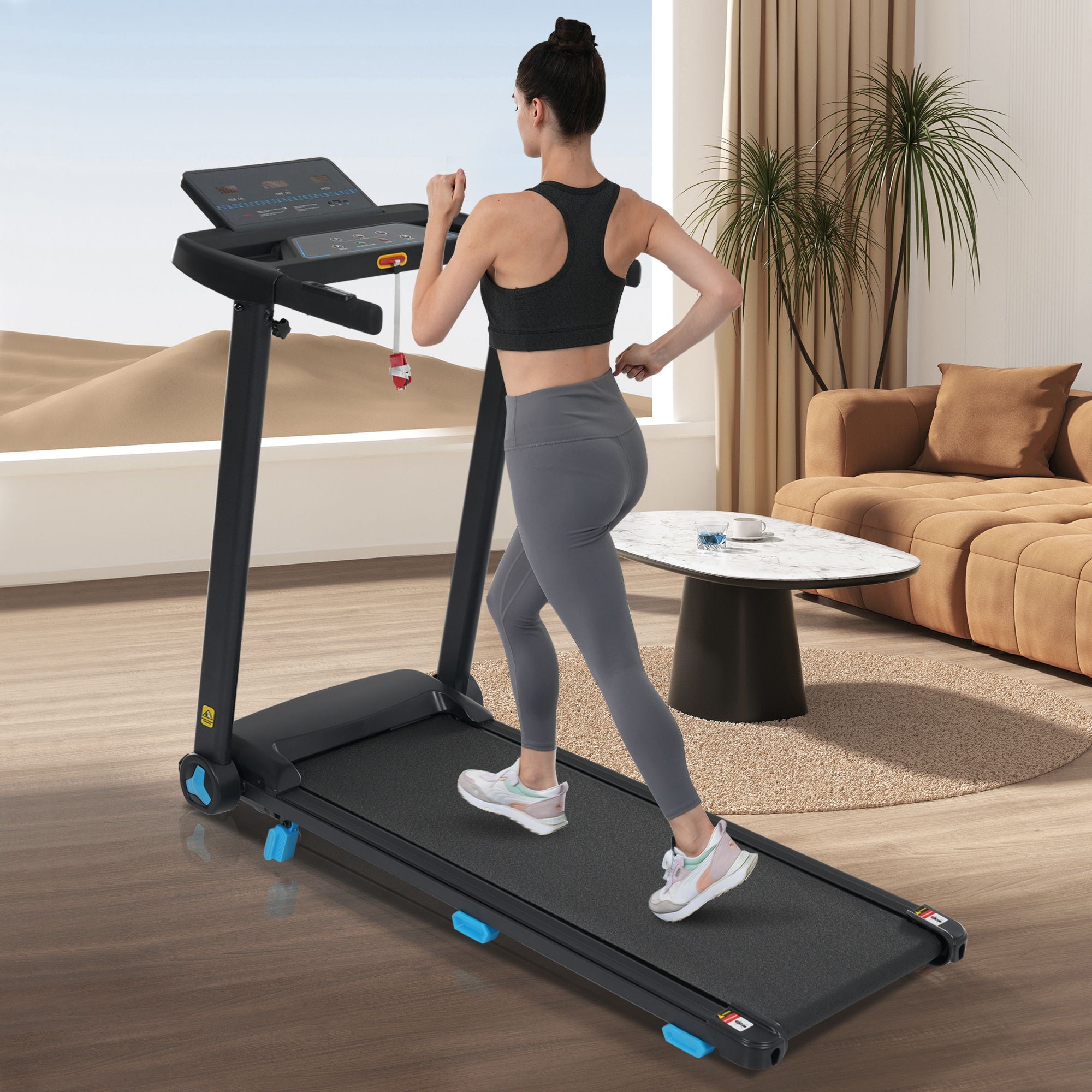 Folding Treadmills For Home Small, 3.0Hp Portable, 10Mph Walking Pad With Incline, Bluetooth, Heart Rate Sensors, Charge Station - Black
