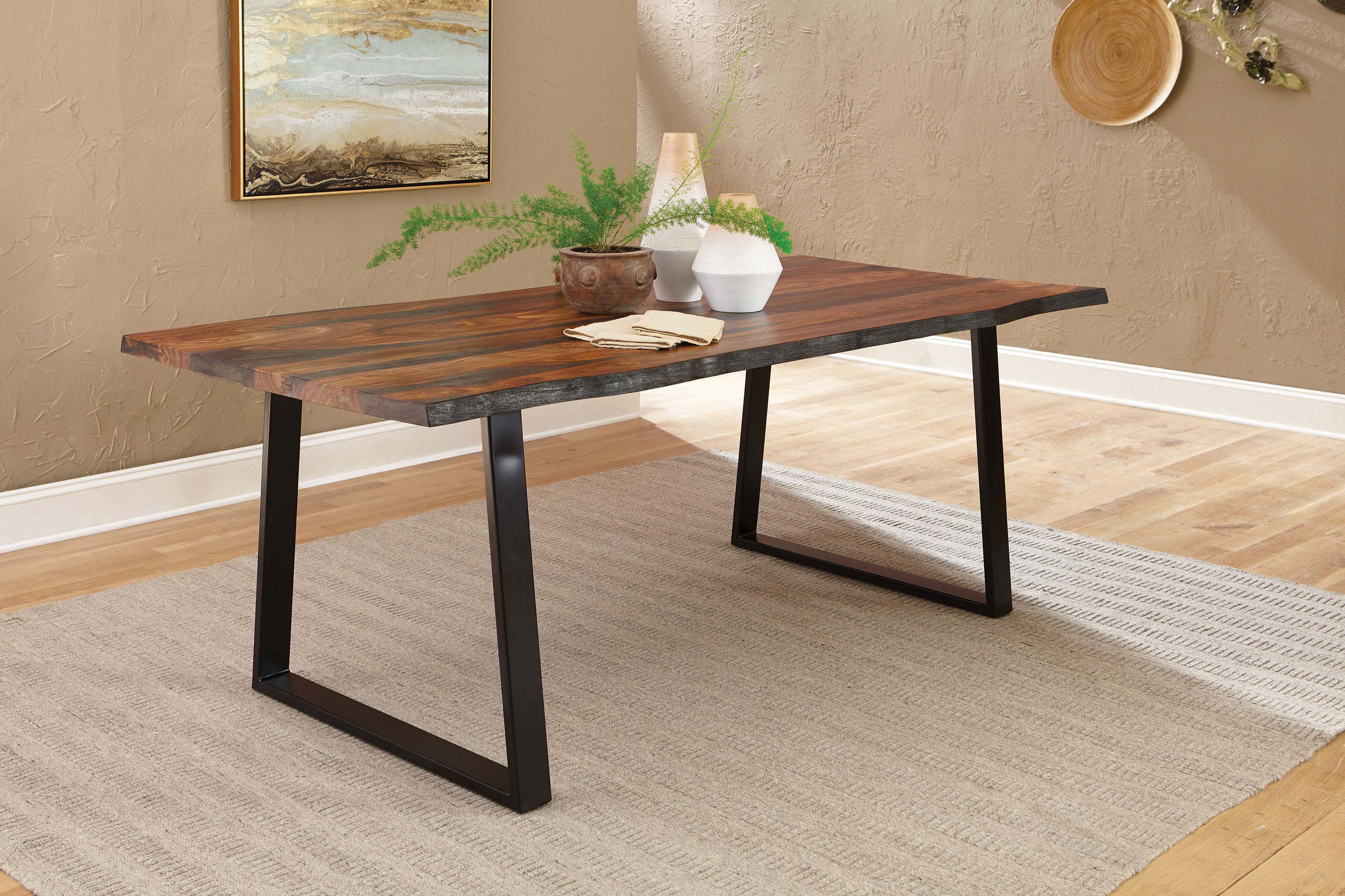 Ditman 80-inch Live Edge Dining Table Grey Sheesham-CoasterElevations