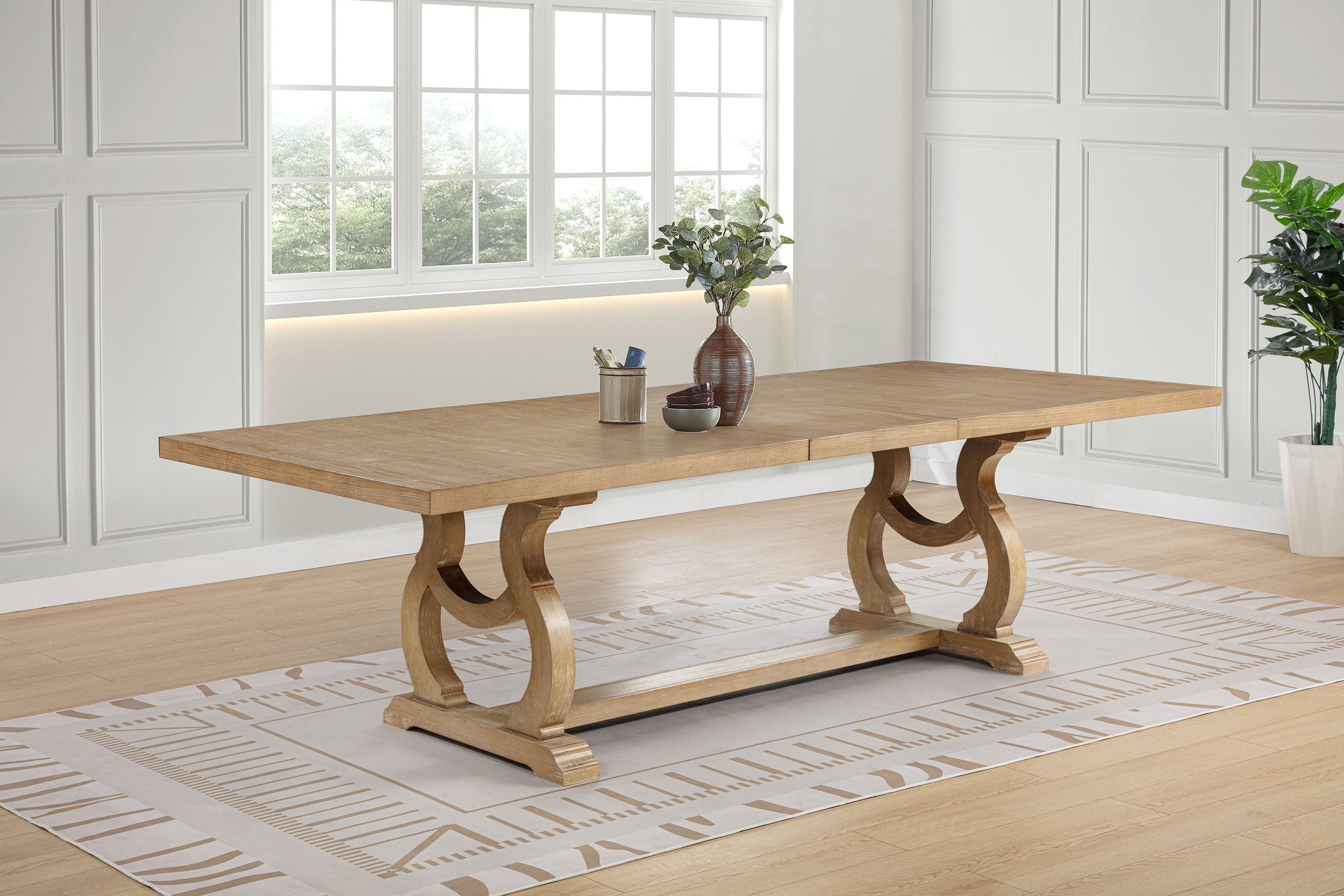 Brockway 104-inch Extension Leaf Dining Table Barley Brown-CoasterEssence