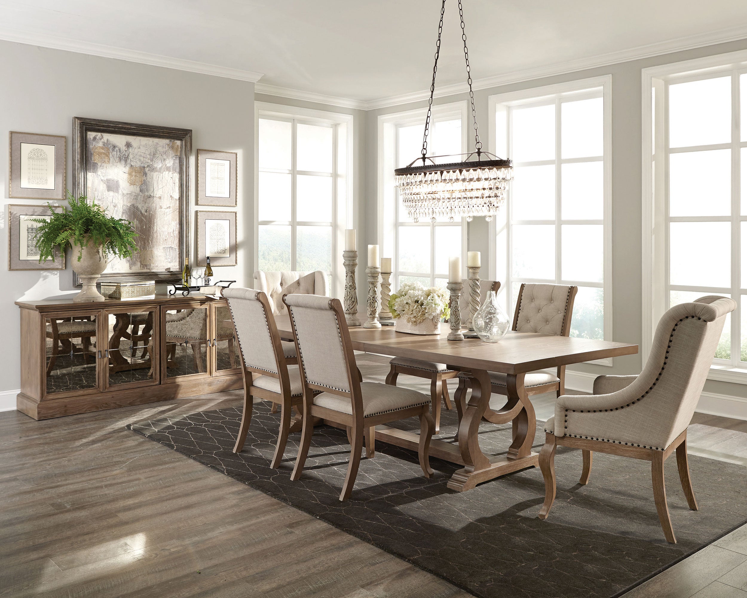 Brockway 104-inch Extension Leaf Dining Table Barley Brown-CoasterEssence