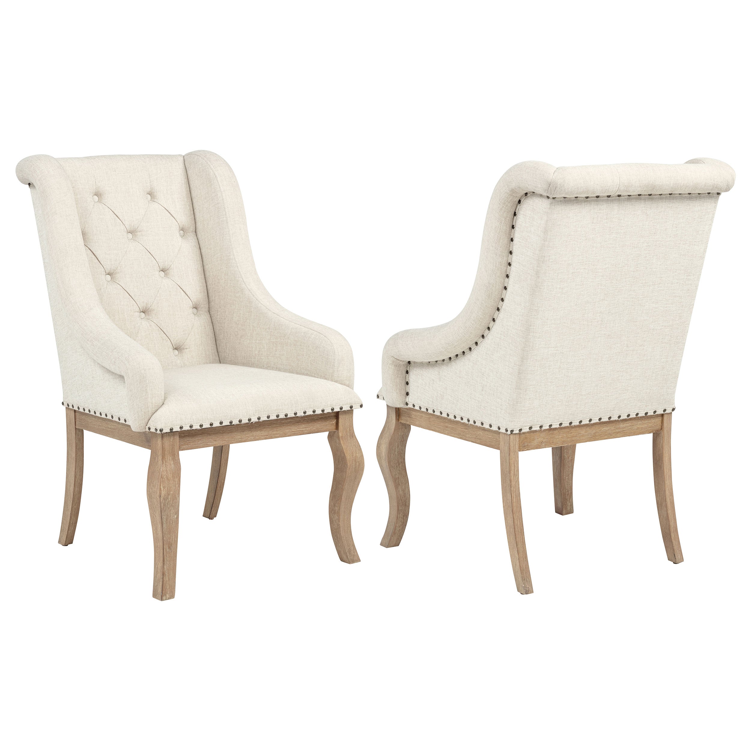 Brockway Upholstered Arm Chair Barley Brown (Set of 2)-CoasterEssence