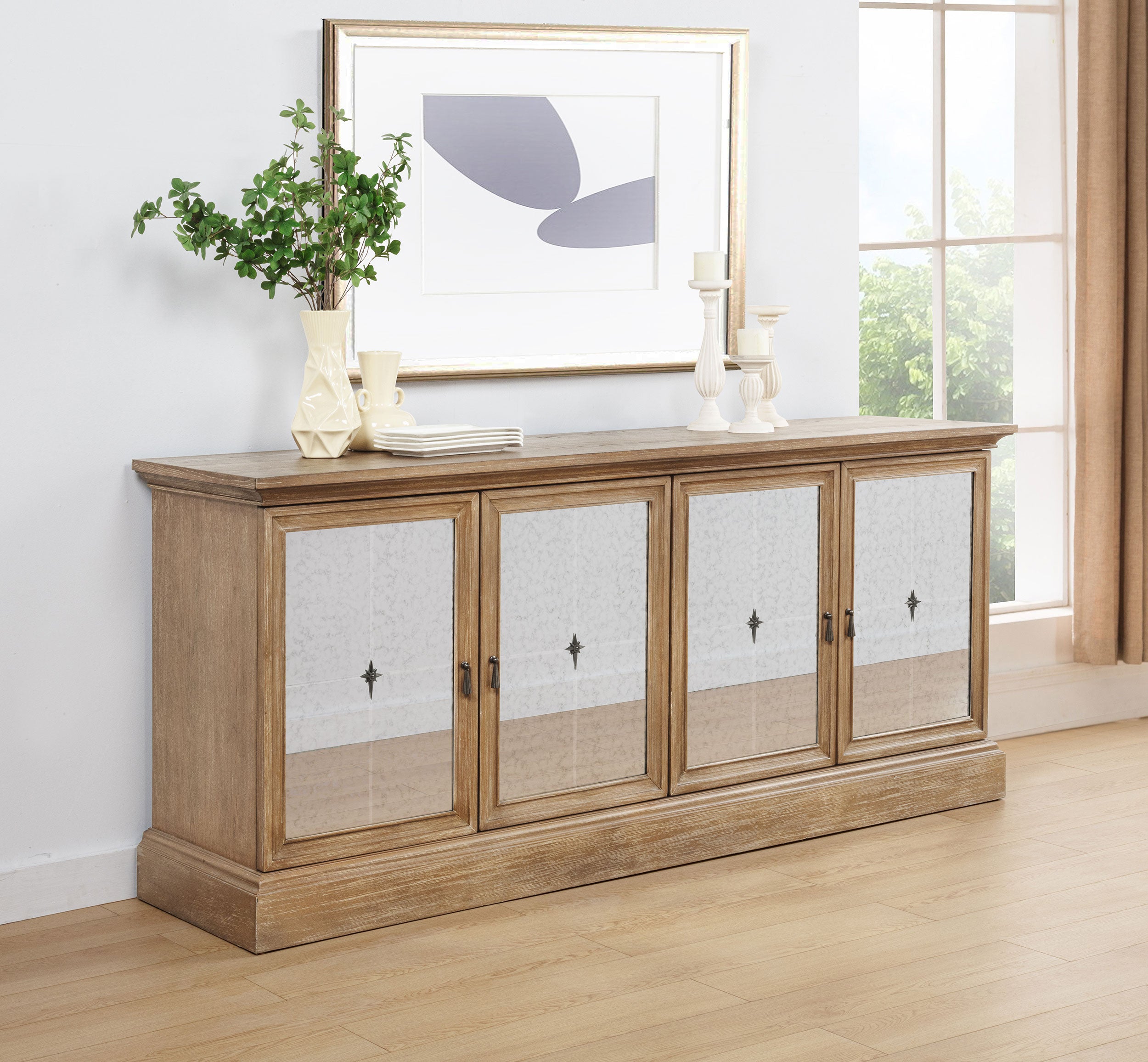 Brockway 4-door Dining Sideboard Buffet Cabinet Barley Brown-CoasterEssence