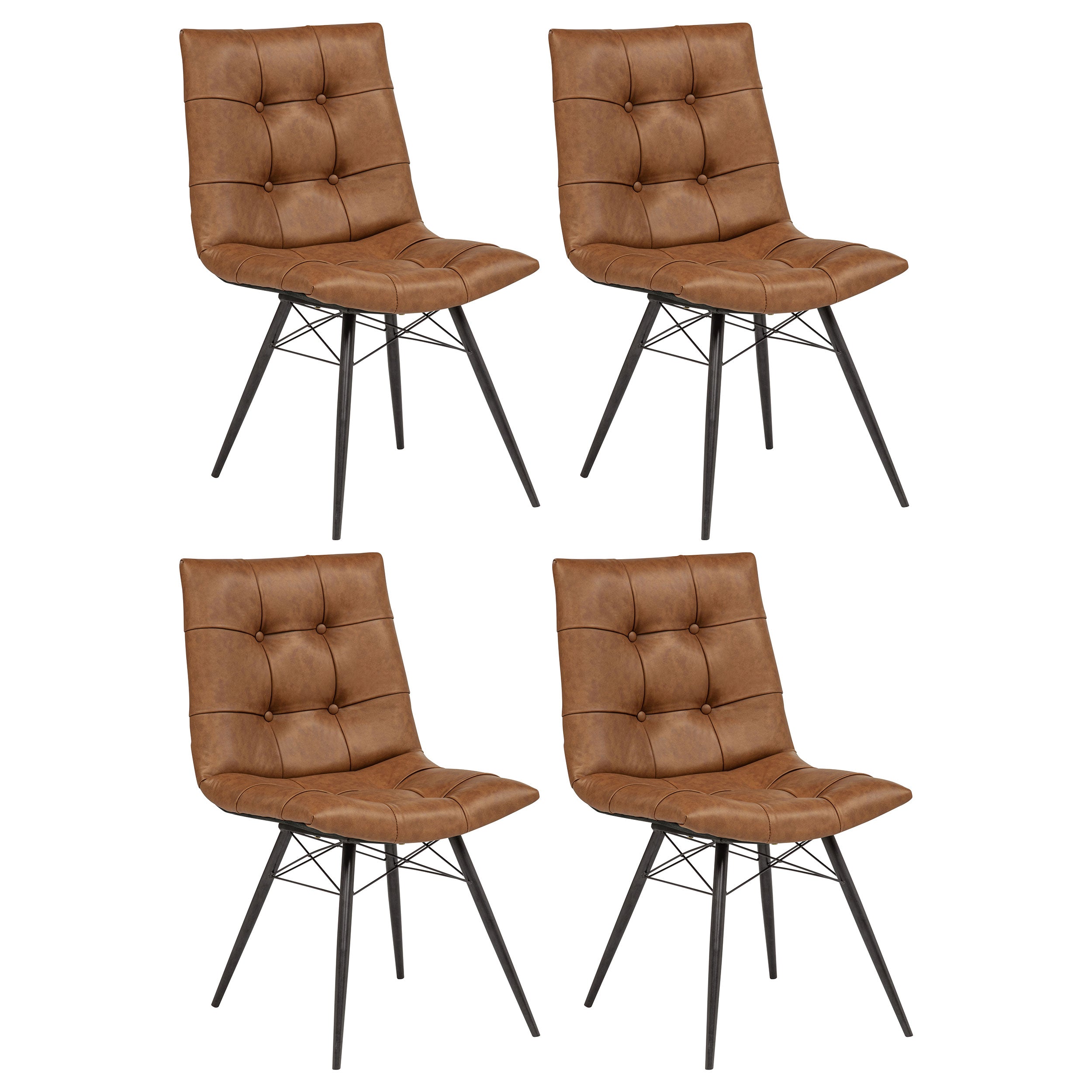Aiken Faux Leather Upholstered Dining Side Chair Saddle Brown (Set of 4)-
