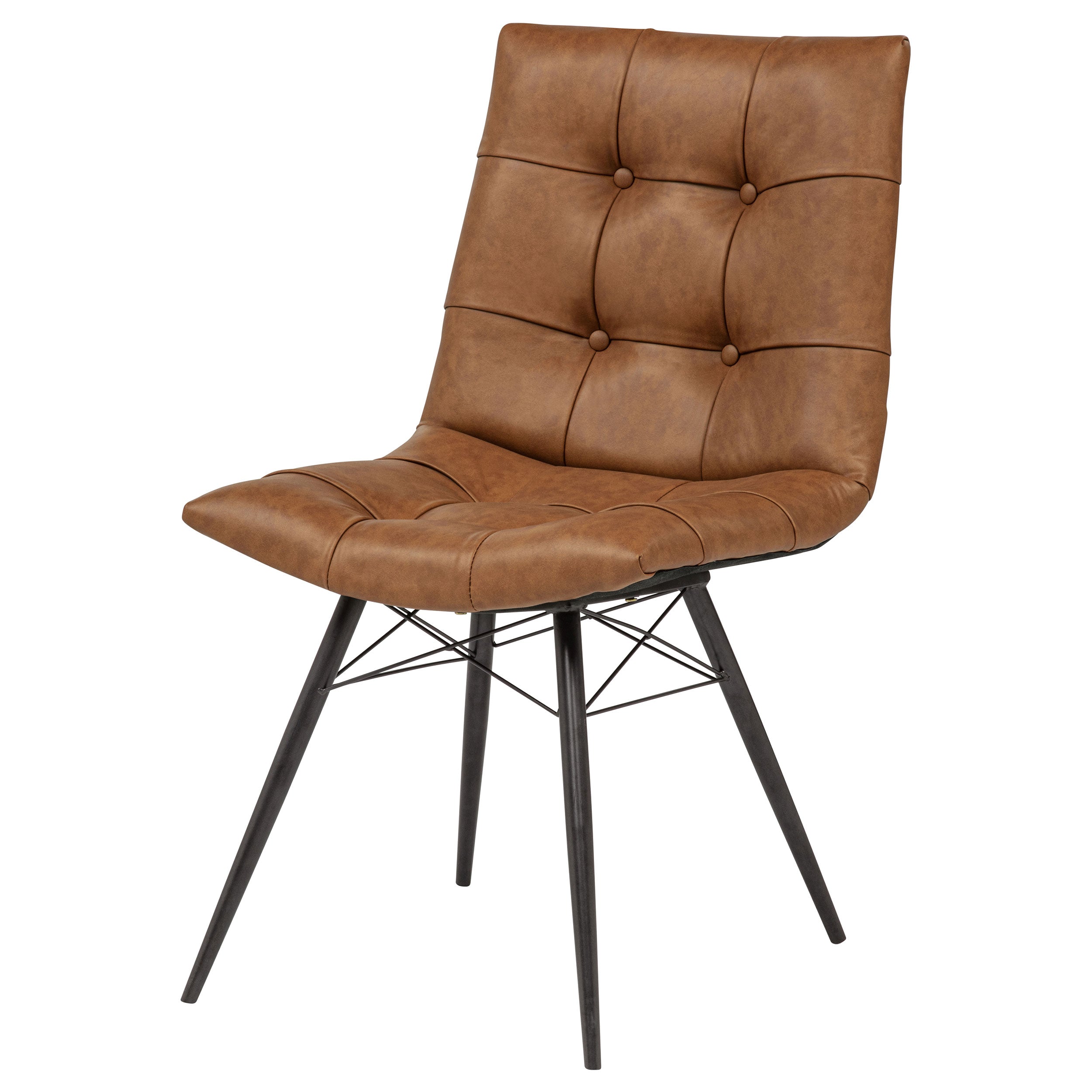 Aiken Faux Leather Upholstered Dining Side Chair Saddle Brown (Set of 4)-