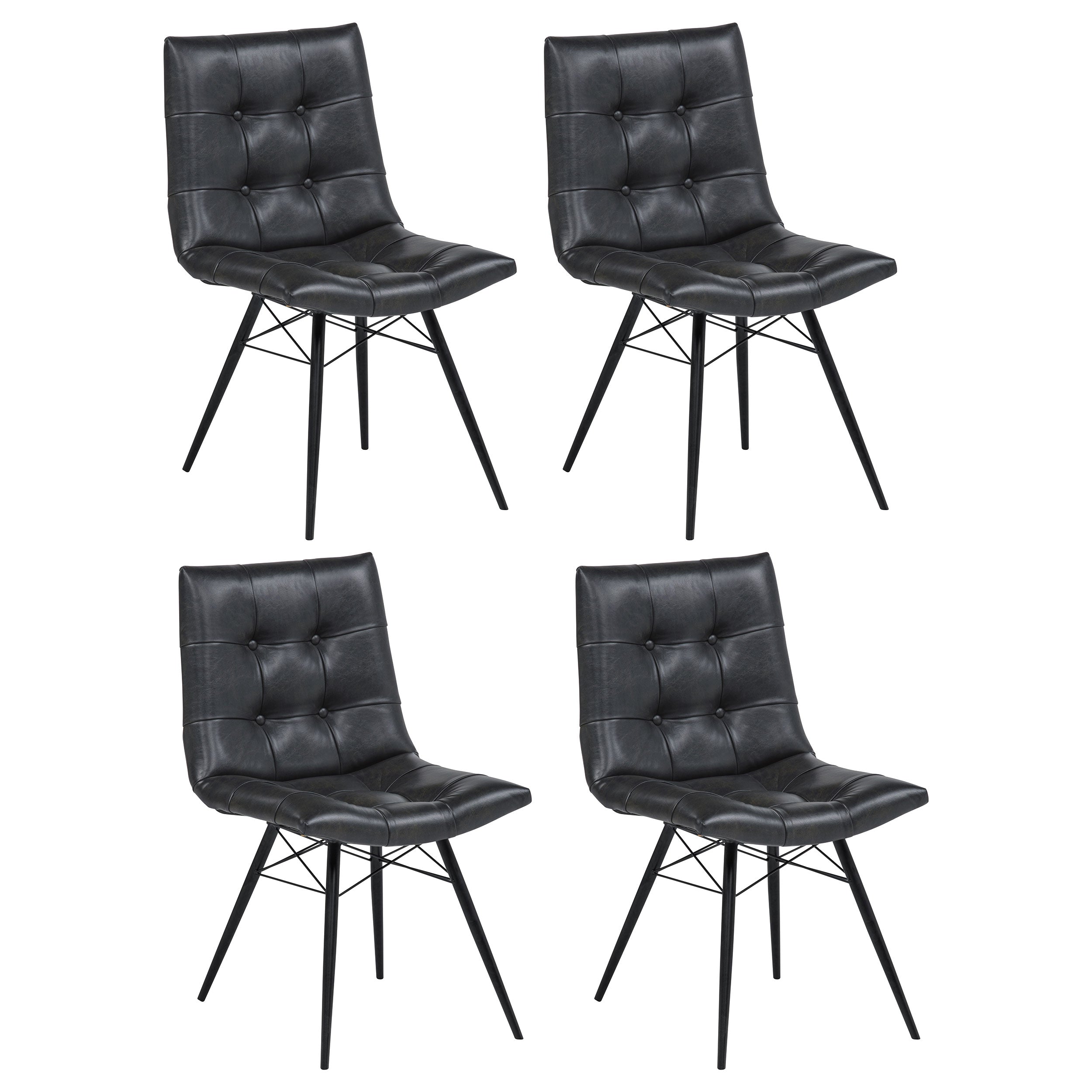 Aiken Faux Leather Upholstered Dining Side Chair Charcoal Grey (Set of 4)-CoasterEssence