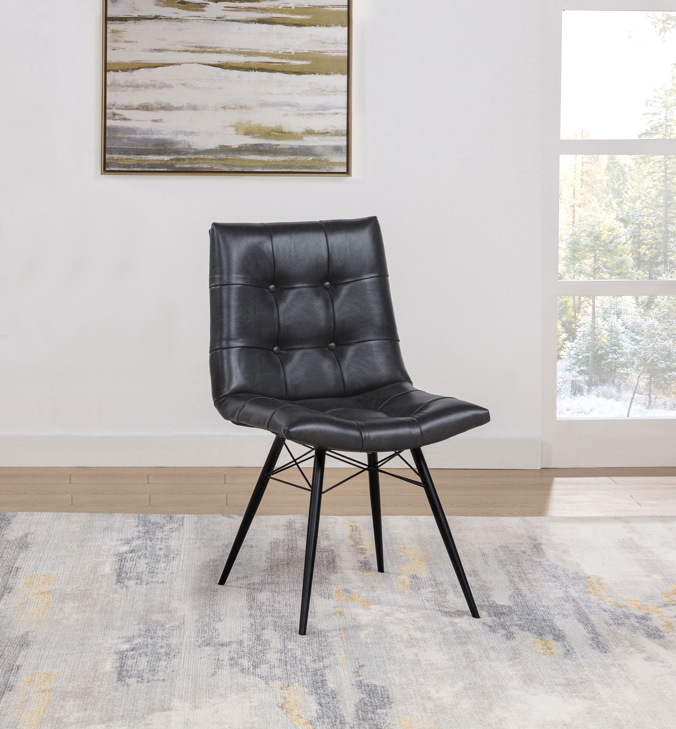 Aiken Faux Leather Upholstered Dining Side Chair Charcoal Grey (Set of 4)-CoasterEssence