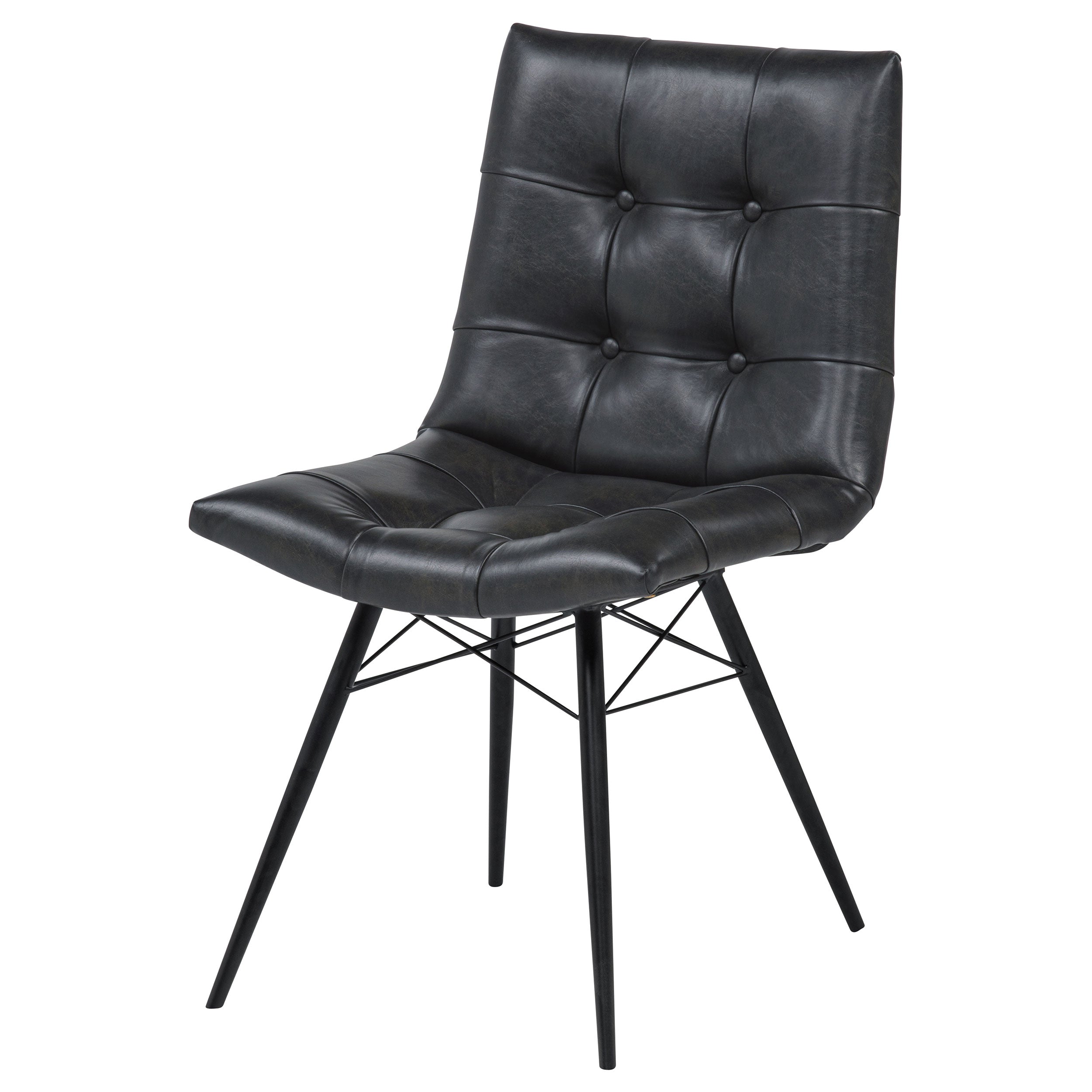 Aiken Faux Leather Upholstered Dining Side Chair Charcoal Grey (Set of 4)-CoasterEssence