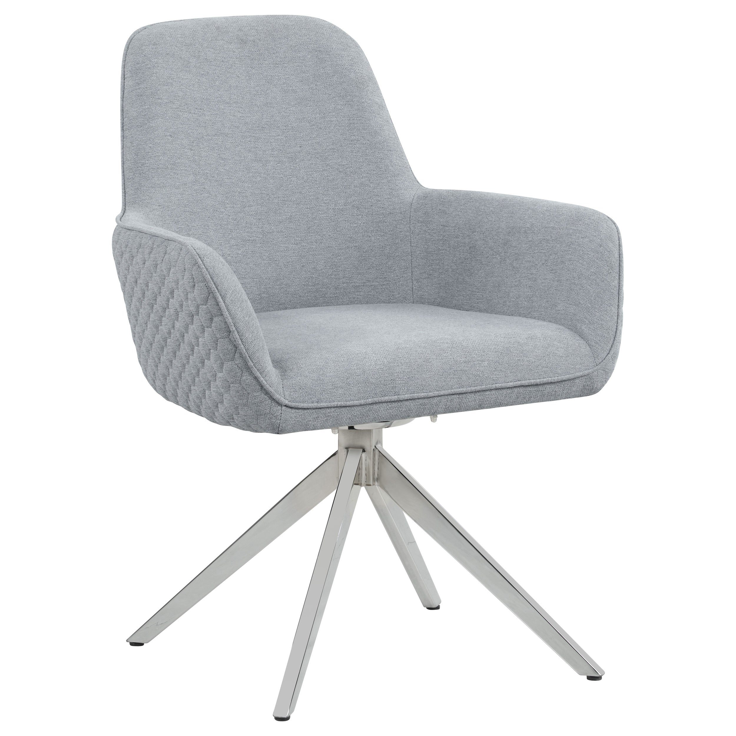 Abby Fabric Upholstered Swivel Dining Arm Chair Light Grey-CoasterElevations