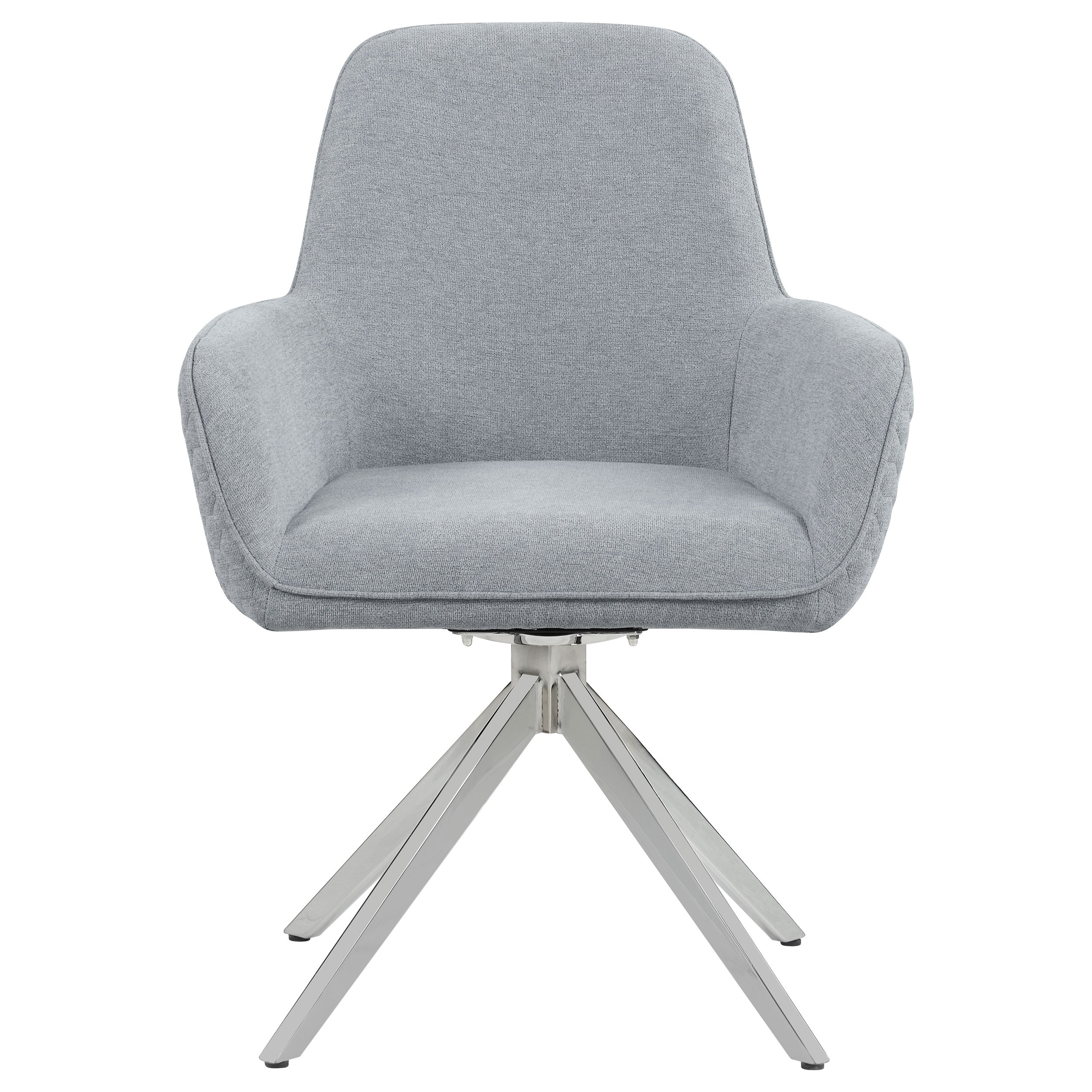 Abby Fabric Upholstered Swivel Dining Arm Chair Light Grey-CoasterElevations