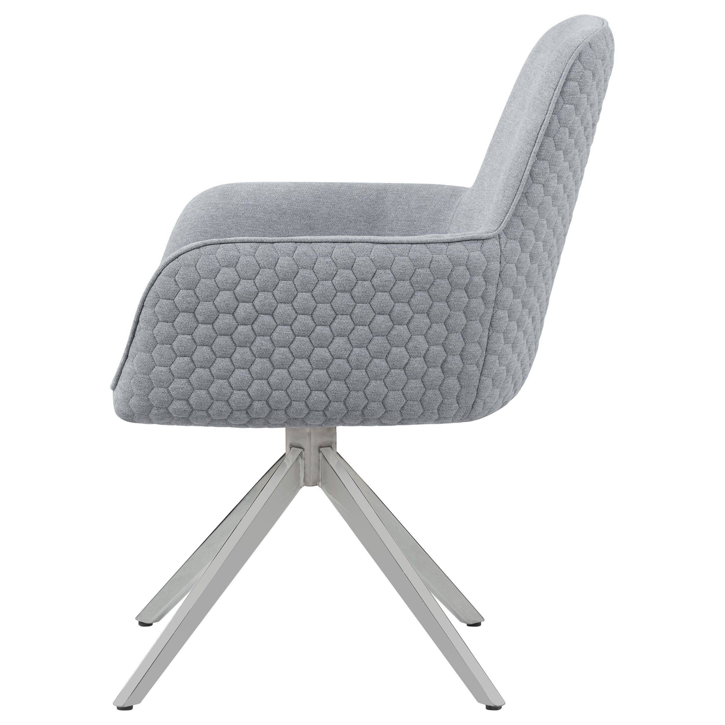 Abby Fabric Upholstered Swivel Dining Arm Chair Light Grey-CoasterElevations