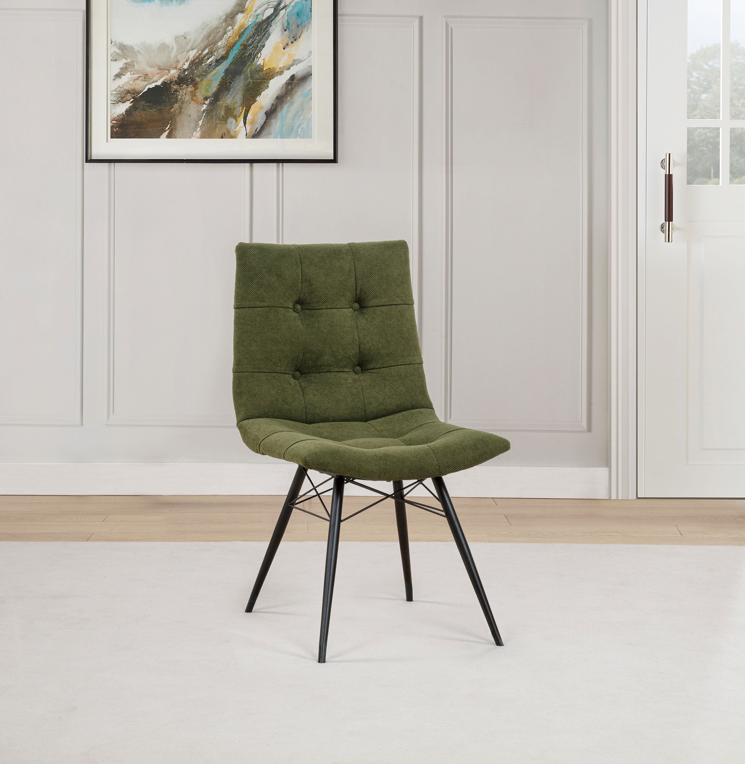 Aiken Fabric Upholstered Dining Side Chair Saddle Forest Green (Set of 4)-