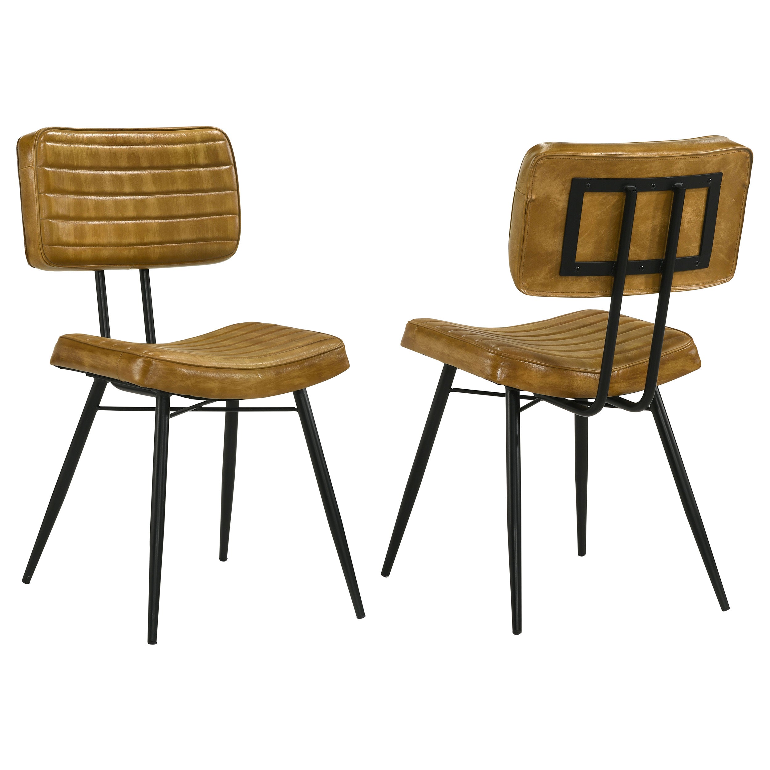 Misty Leather Upholstered Dining Side Chair Camel (Set of 2)-CoasterEssence