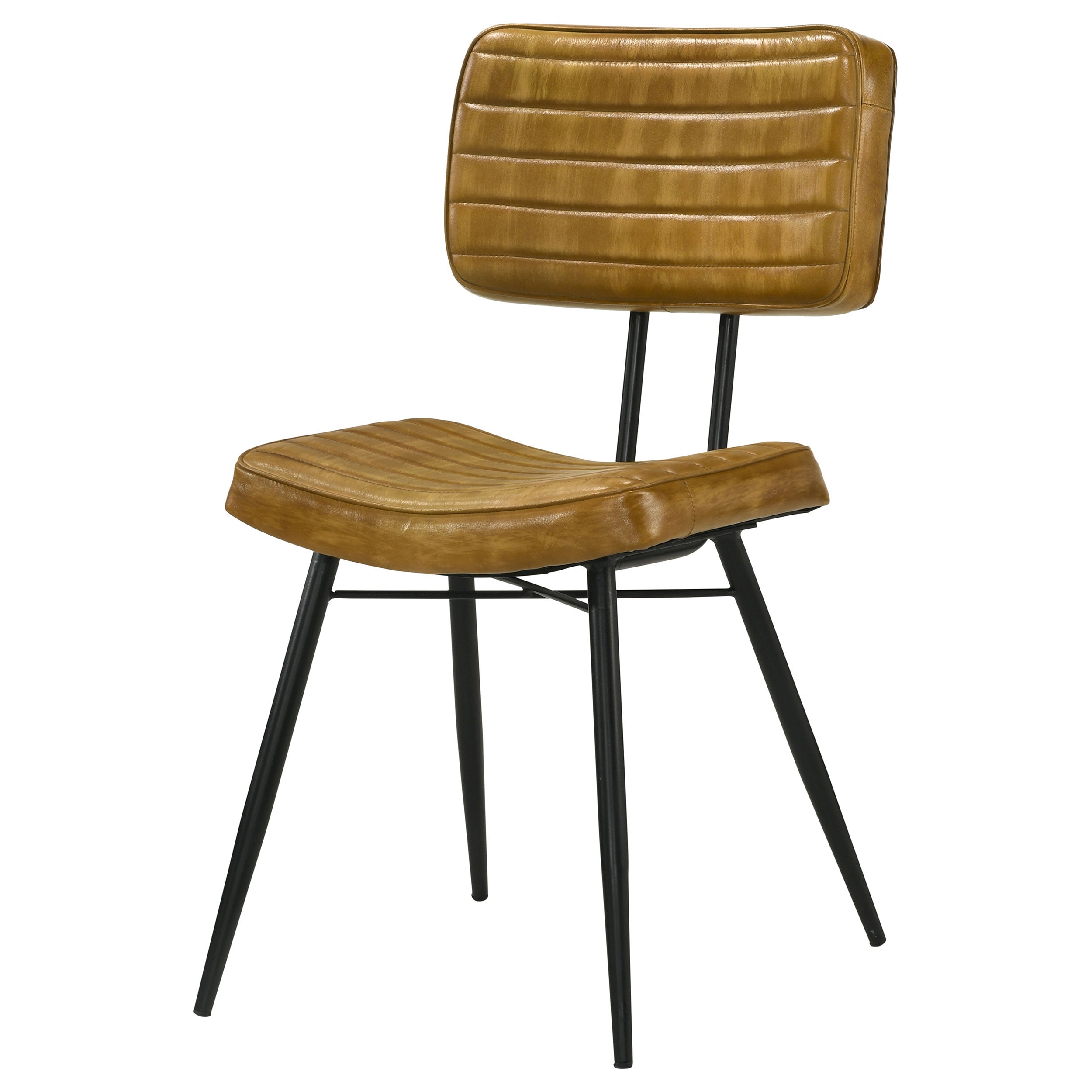 Misty Leather Upholstered Dining Side Chair Camel (Set of 2)-CoasterEssence