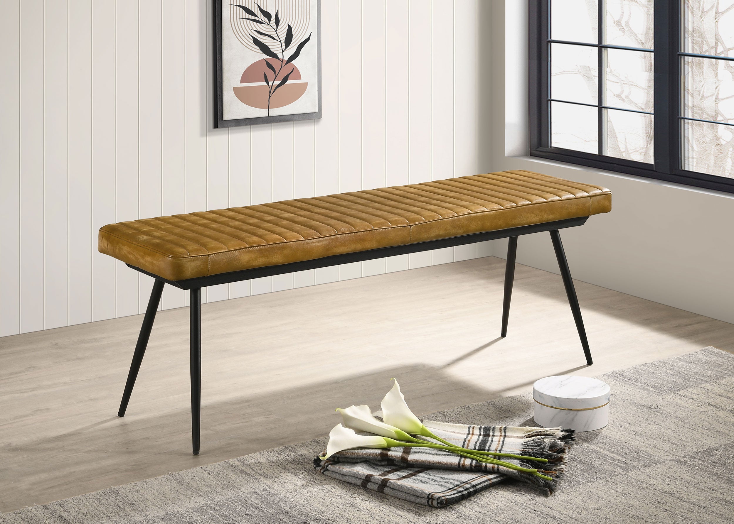 Misty Leather Upholstered Dining Bench Antique Camel-CoasterEssence