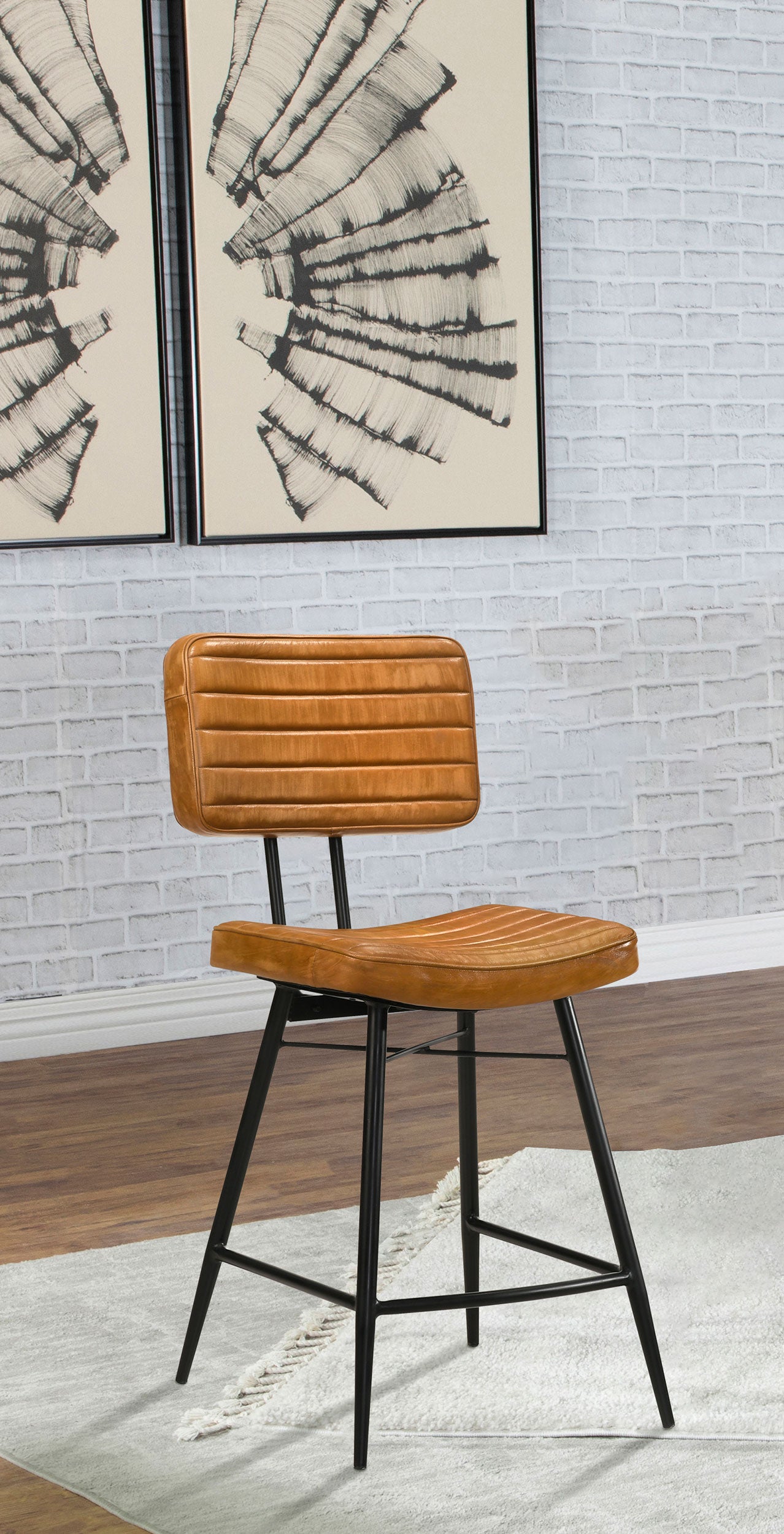 Partridge Leather Counter Chair Antique Camel (Set of 2)-CoasterElevations