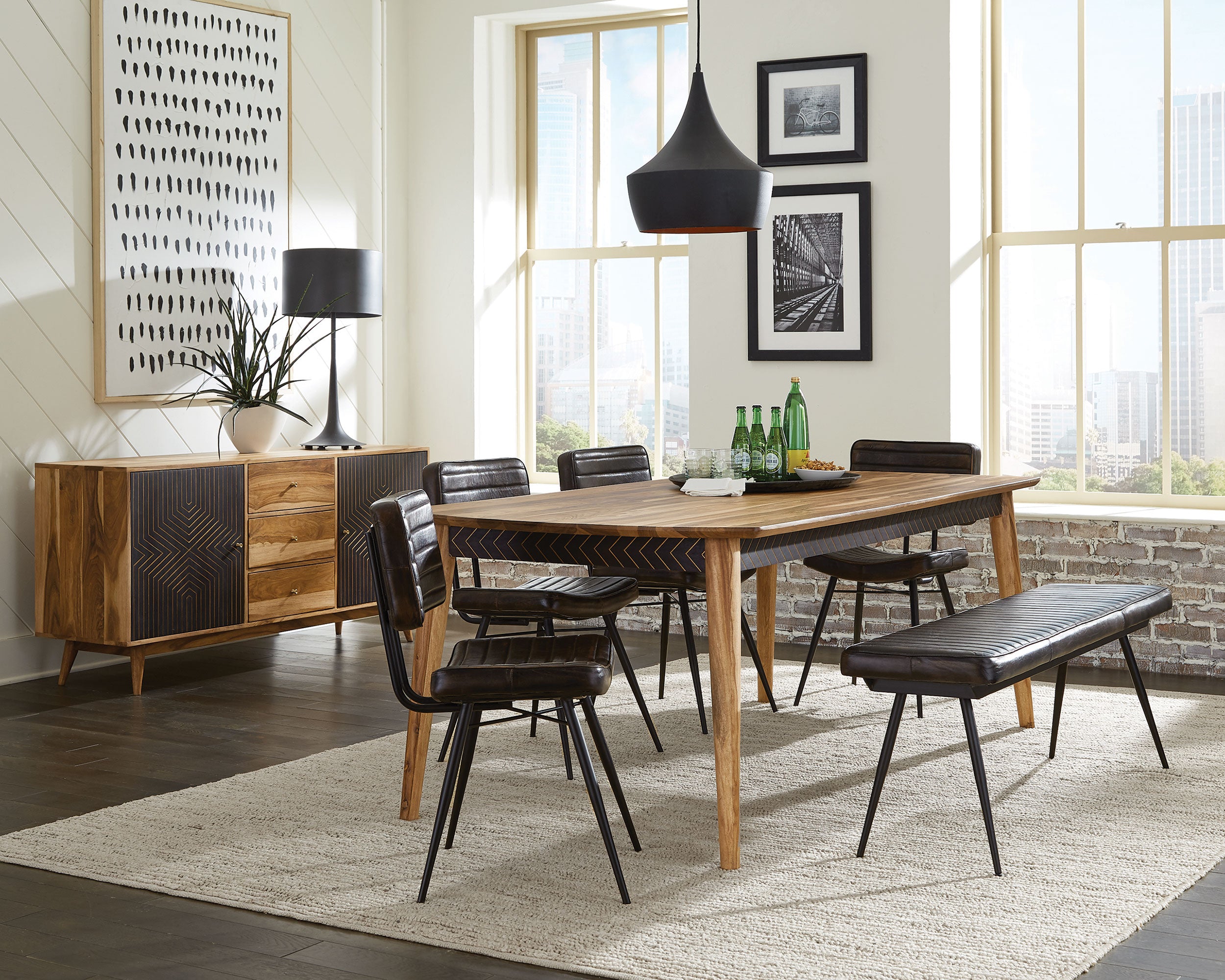 Misty Leather Upholstered Dining Bench Antique Espresso-CoasterEssence