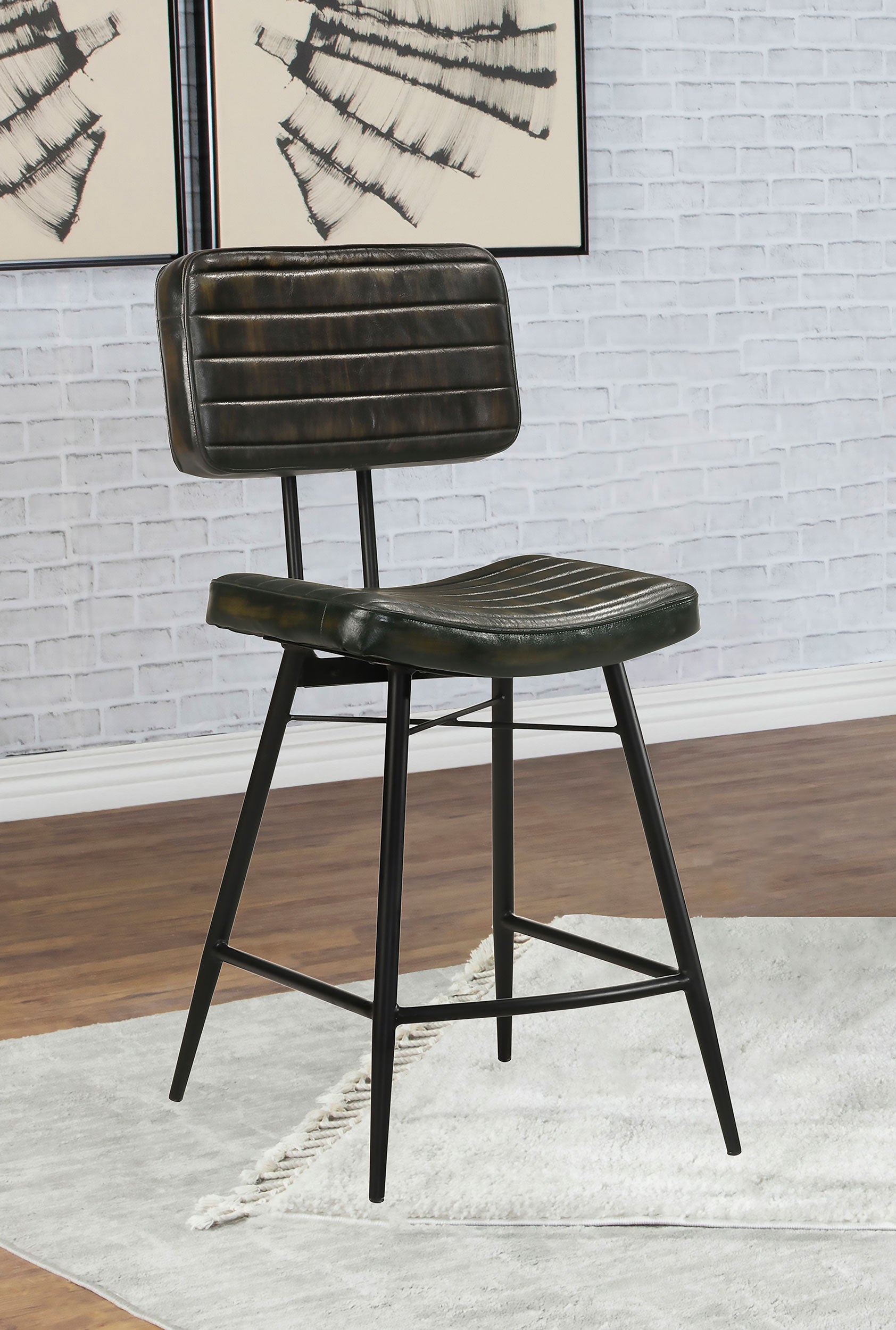 Partridge Leather Counter Chair Antique Espresso (Set of 2)-CoasterElevations