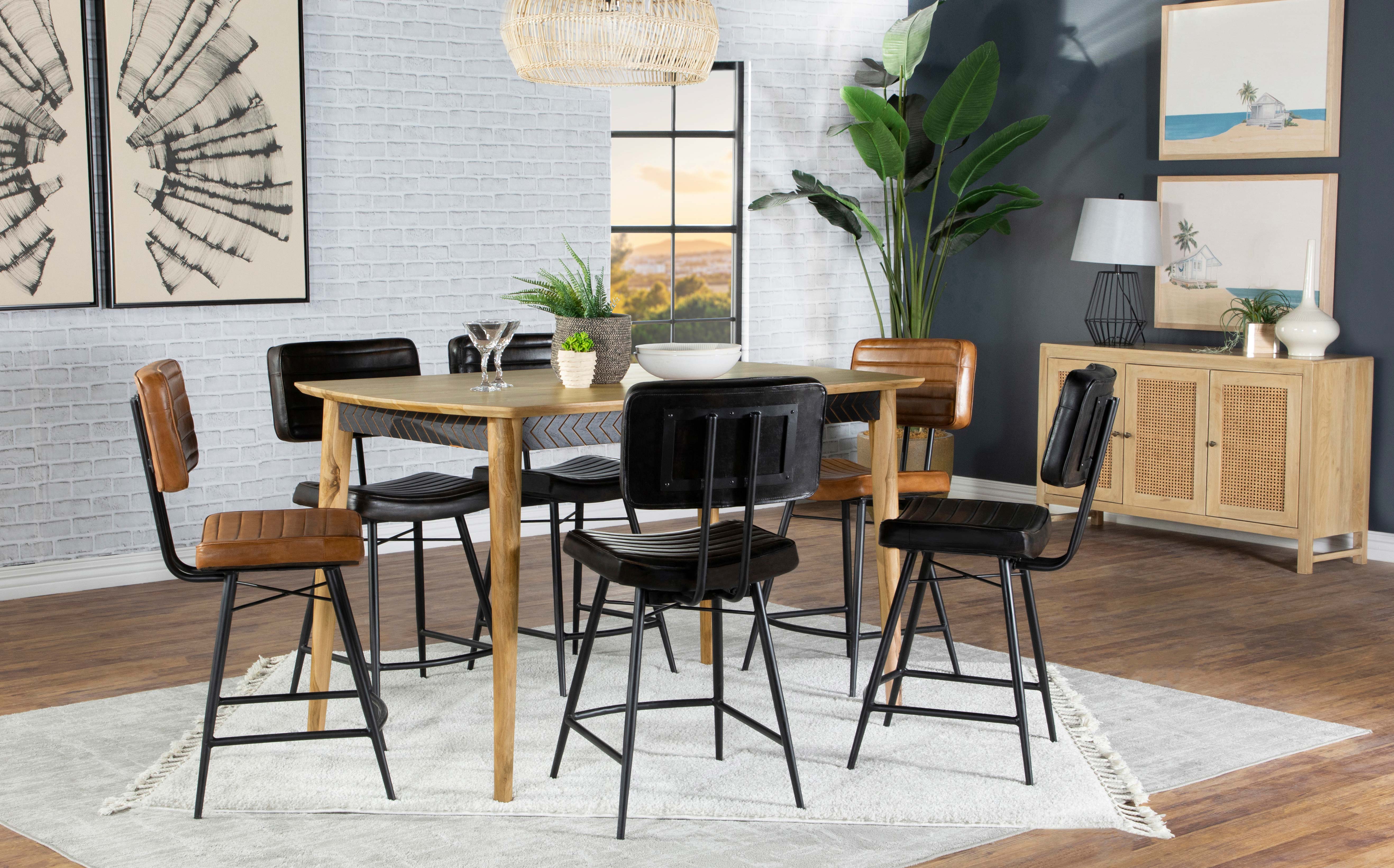 Partridge Leather Counter Chair Antique Espresso (Set of 2)-CoasterElevations