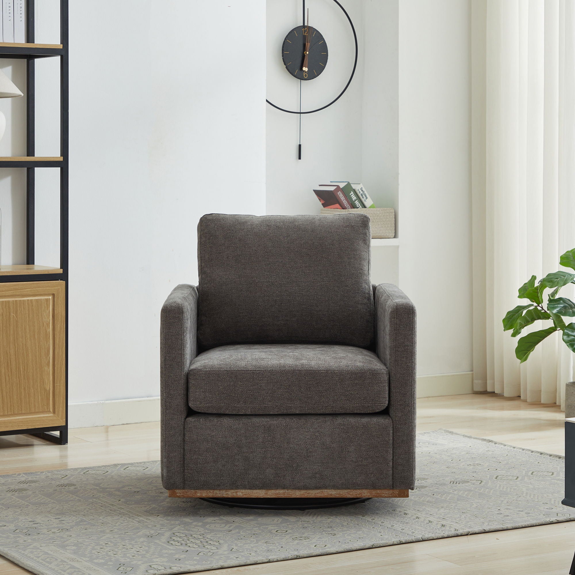 Square Upholstered Swivel Accent Chair For Living Room