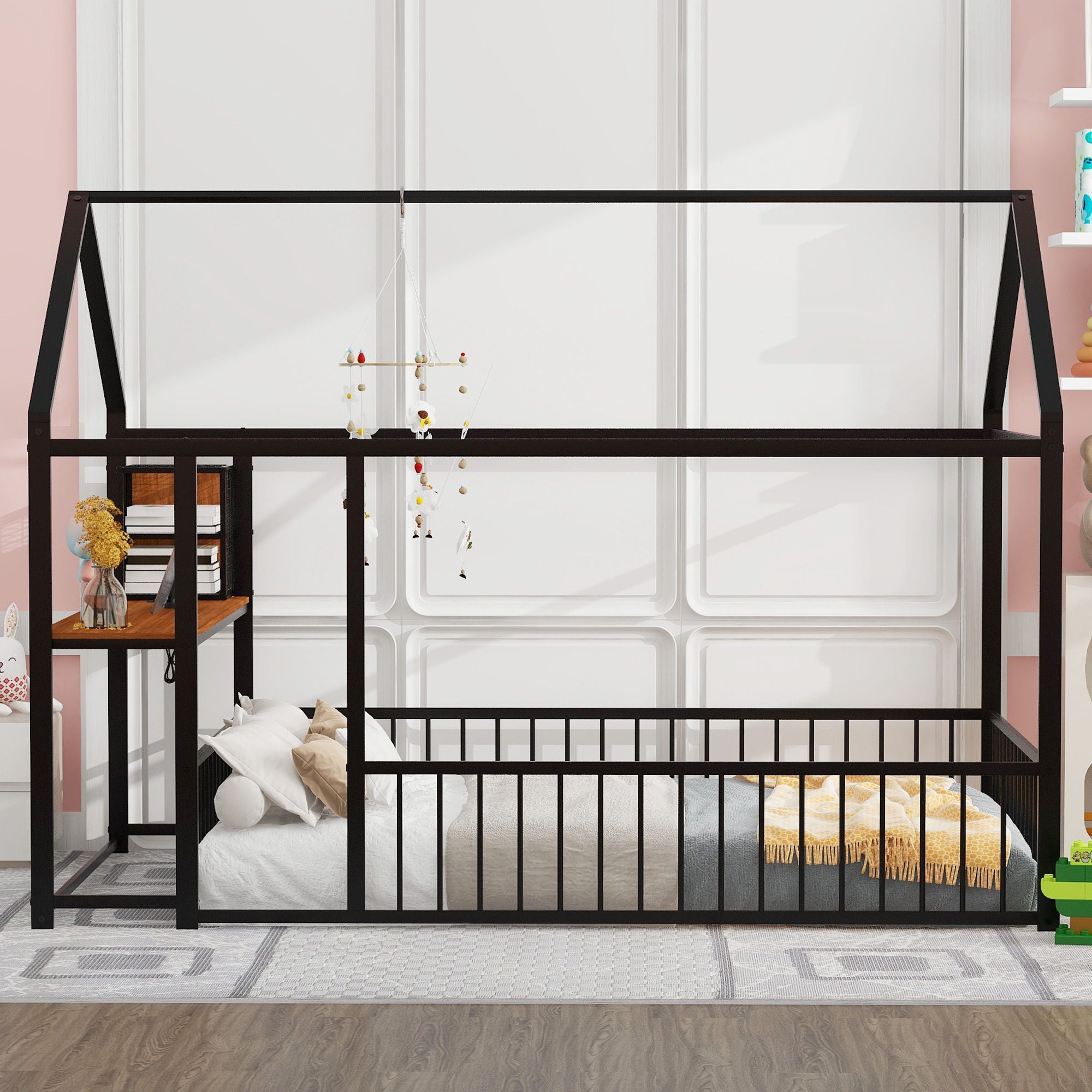 House Frame With Desk, Shelves, Power Outlets And USB Ports