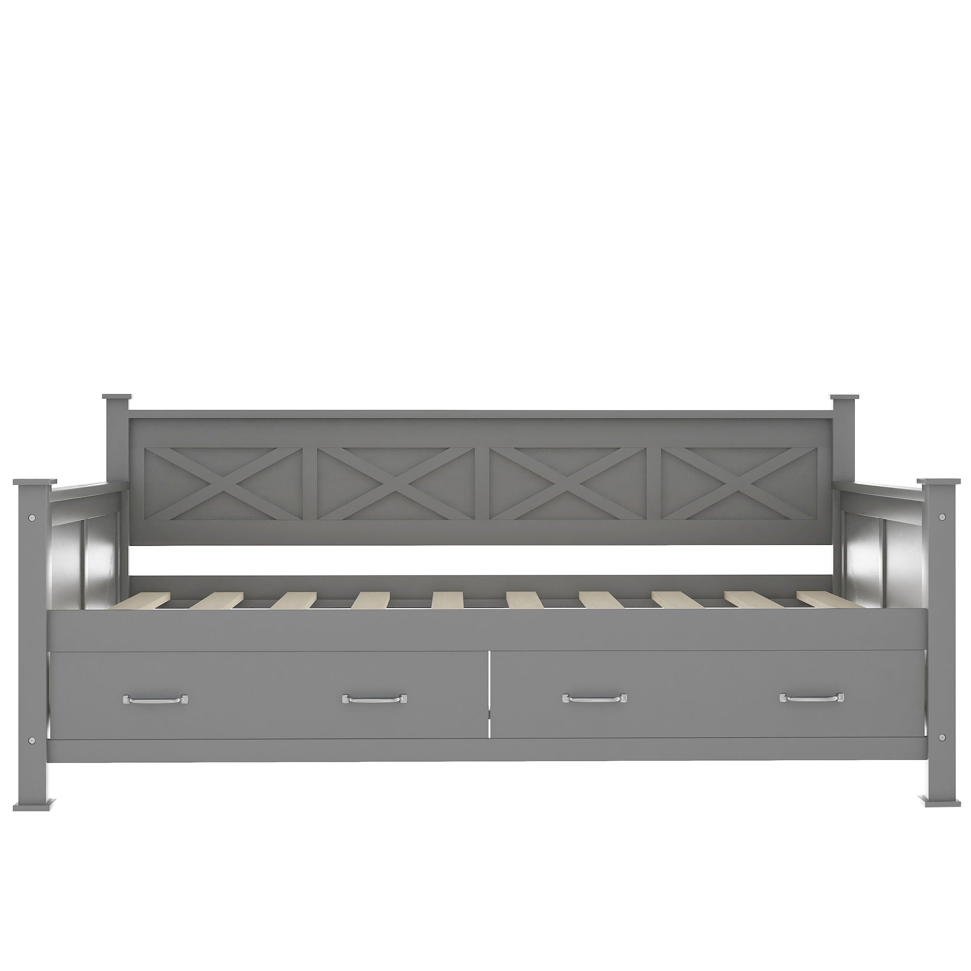 Modern Daybed With 2 Large Drawers, X Shaped Frame