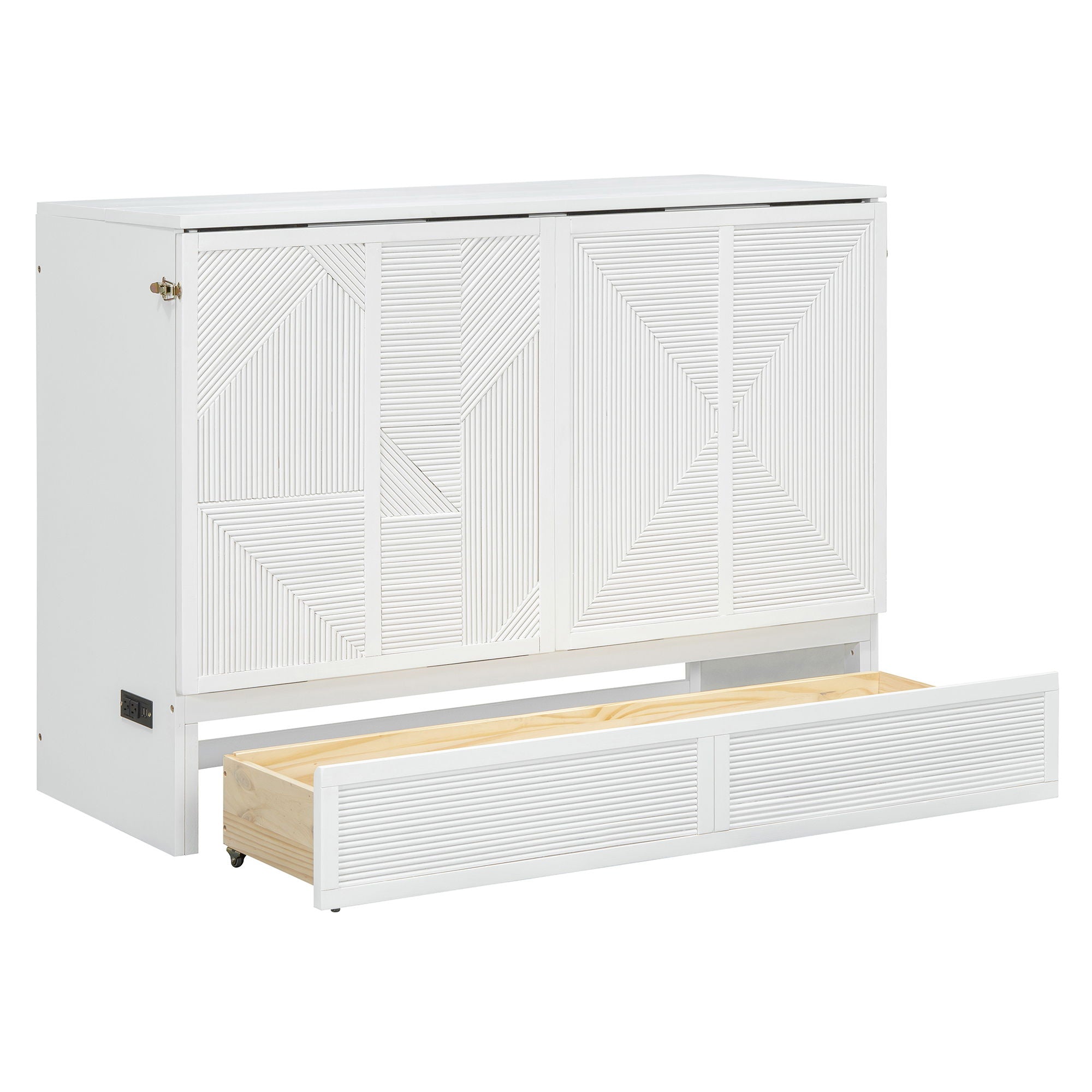 Murphy Bed With Large Drawer, USB Ports And Outlets