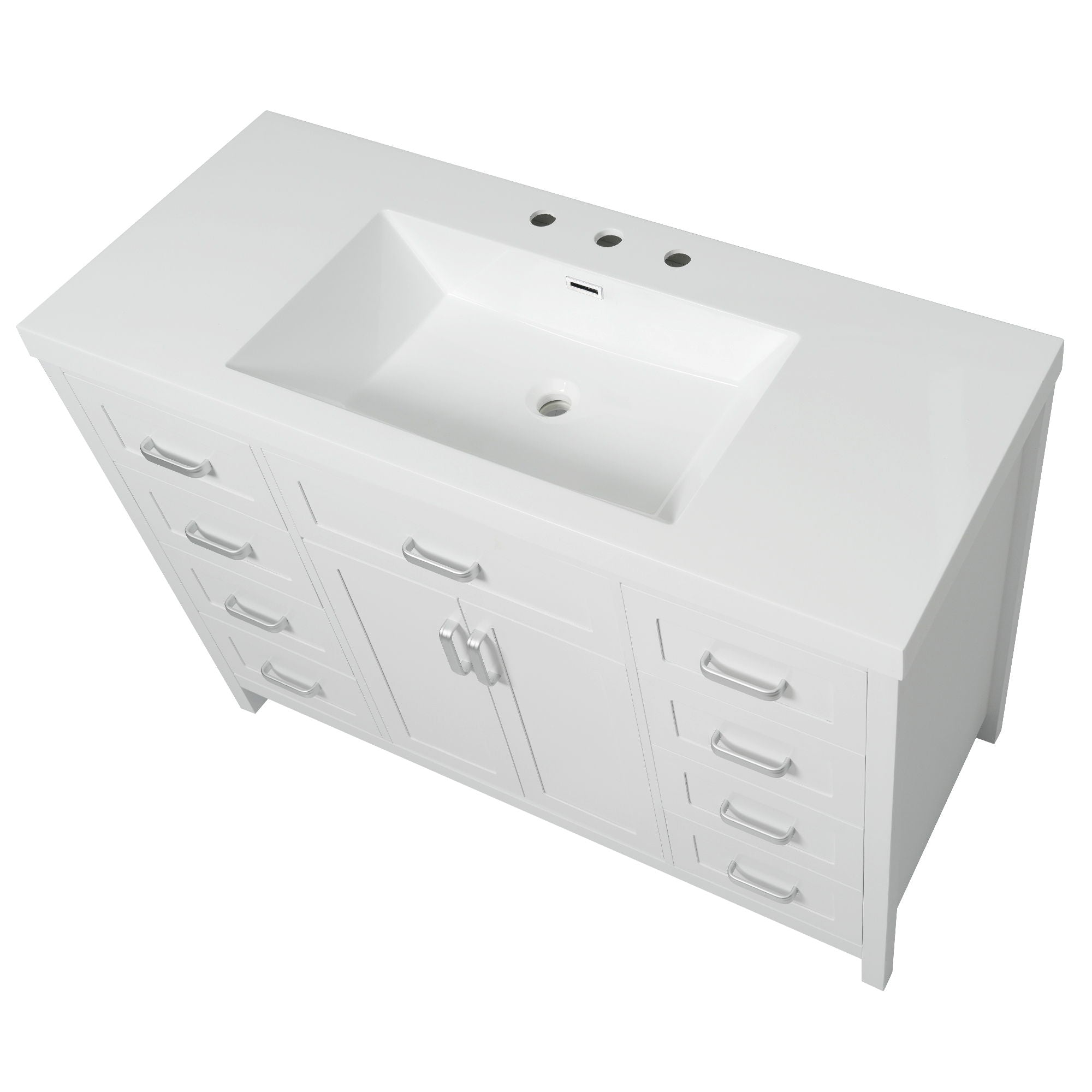 Bathroom Vanity With Sink, 2 Doors 8 Drawers, Soft Close System, Classic Design