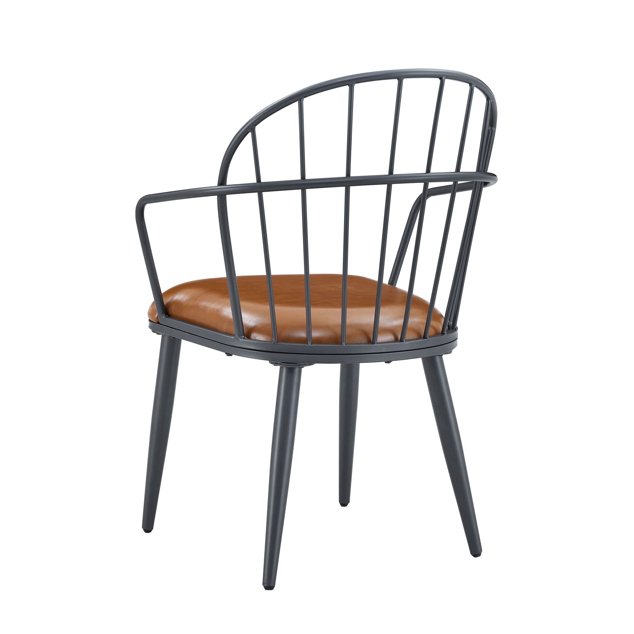 Industrial Inspired Upholstered Dining Chair Set With Metal Legs (Set of 2) - Brown