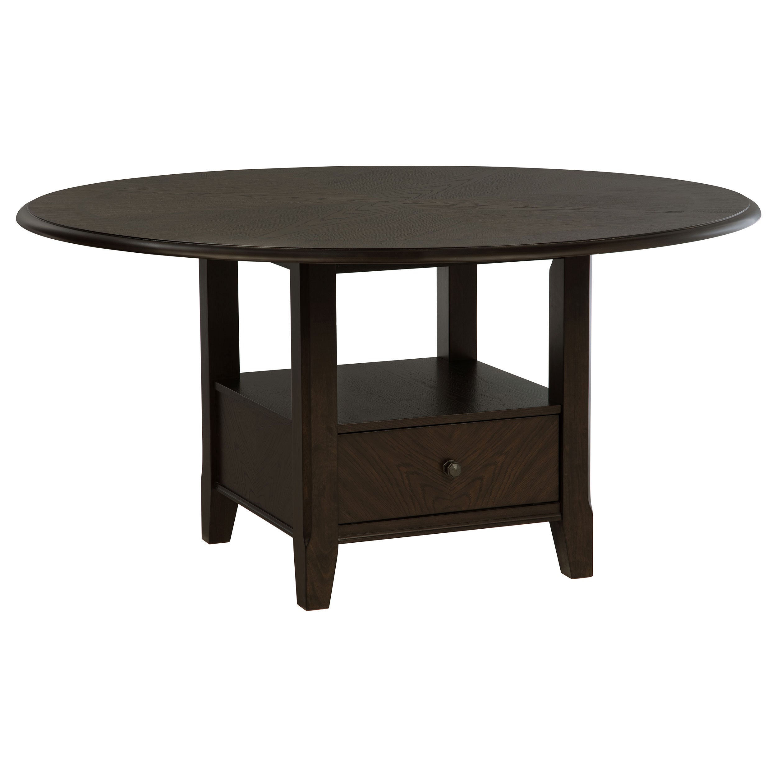Twyla 60-inch Round Dining Table with Drawer Dark Cocoa-