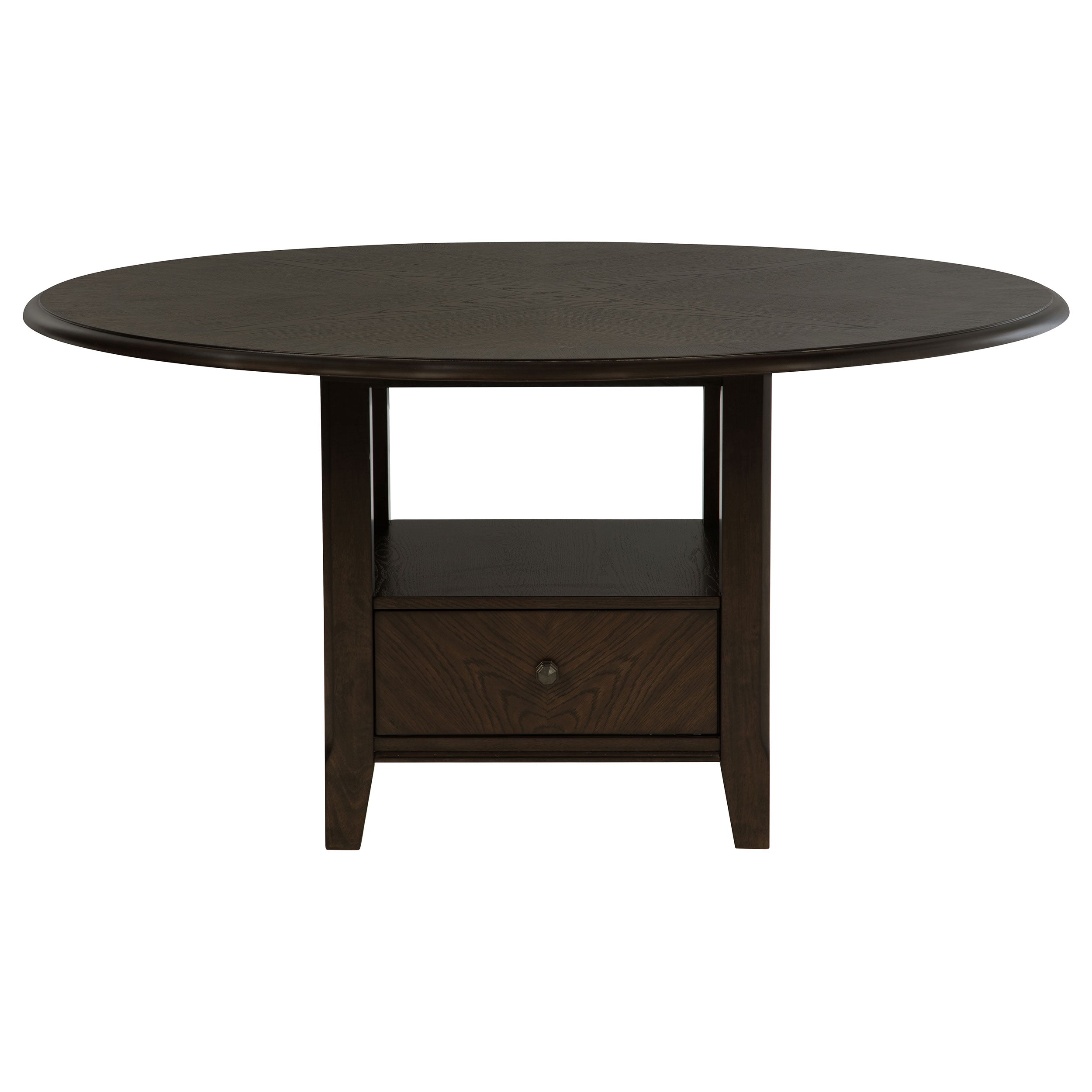 Twyla 60-inch Round Dining Table with Drawer Dark Cocoa-