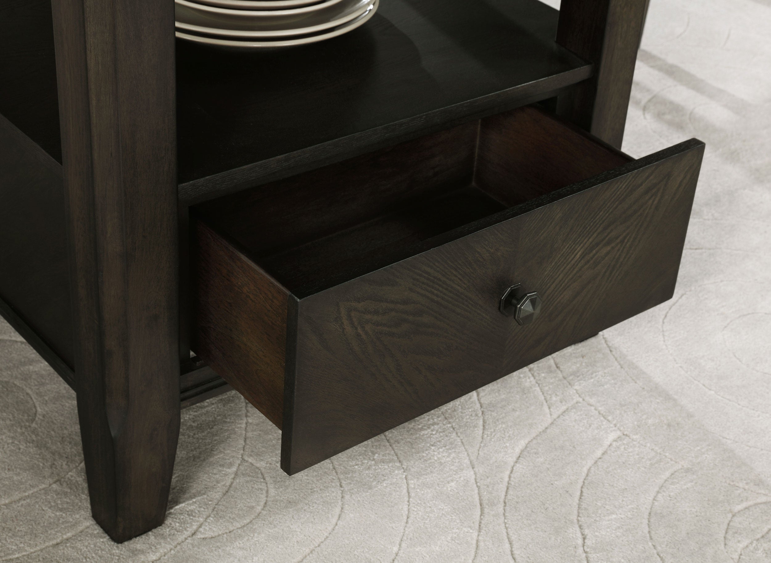 Twyla 60-inch Round Dining Table with Drawer Dark Cocoa-