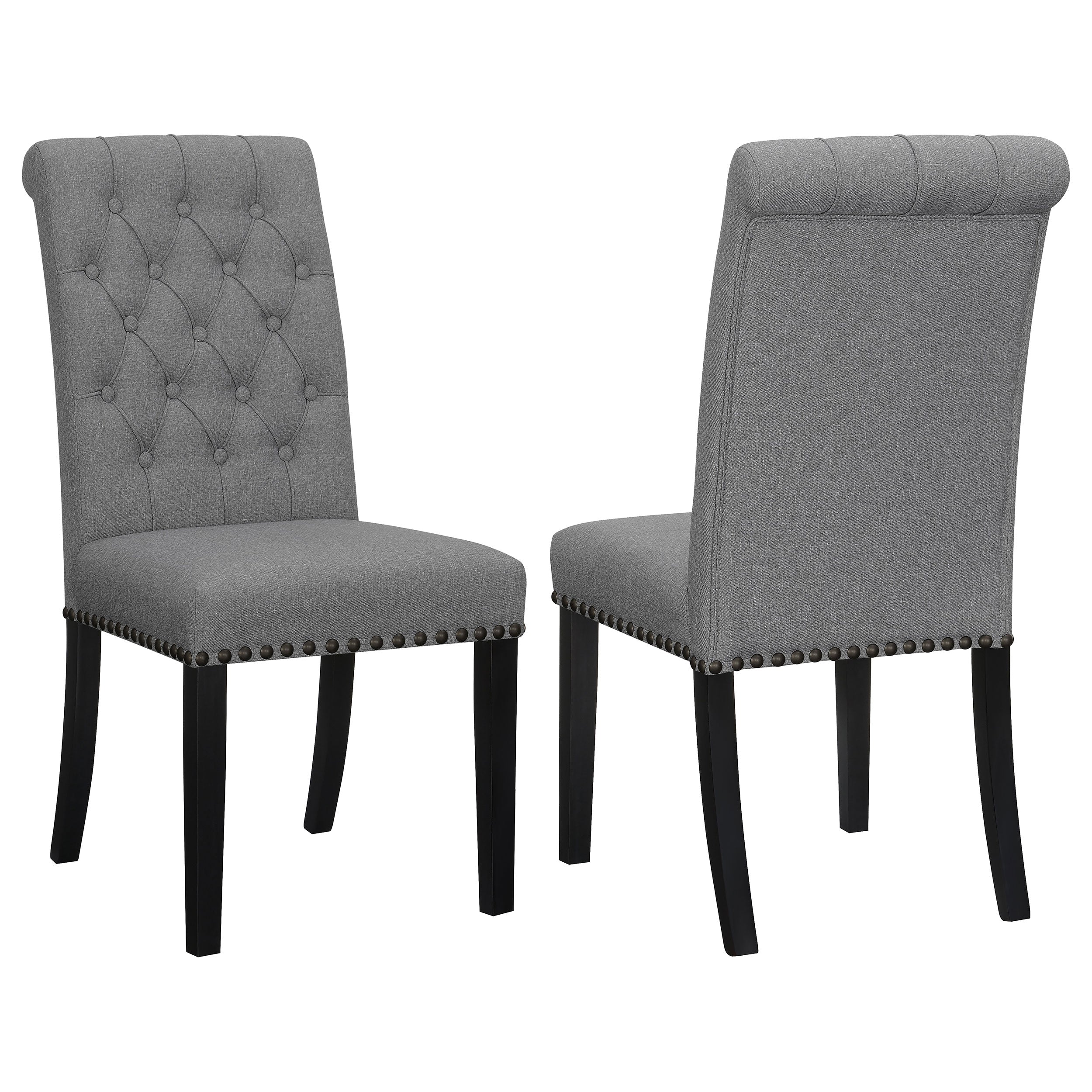 Alana Fabric Upholstered Dining Side Chair Grey (Set of 2)-CoasterEssence