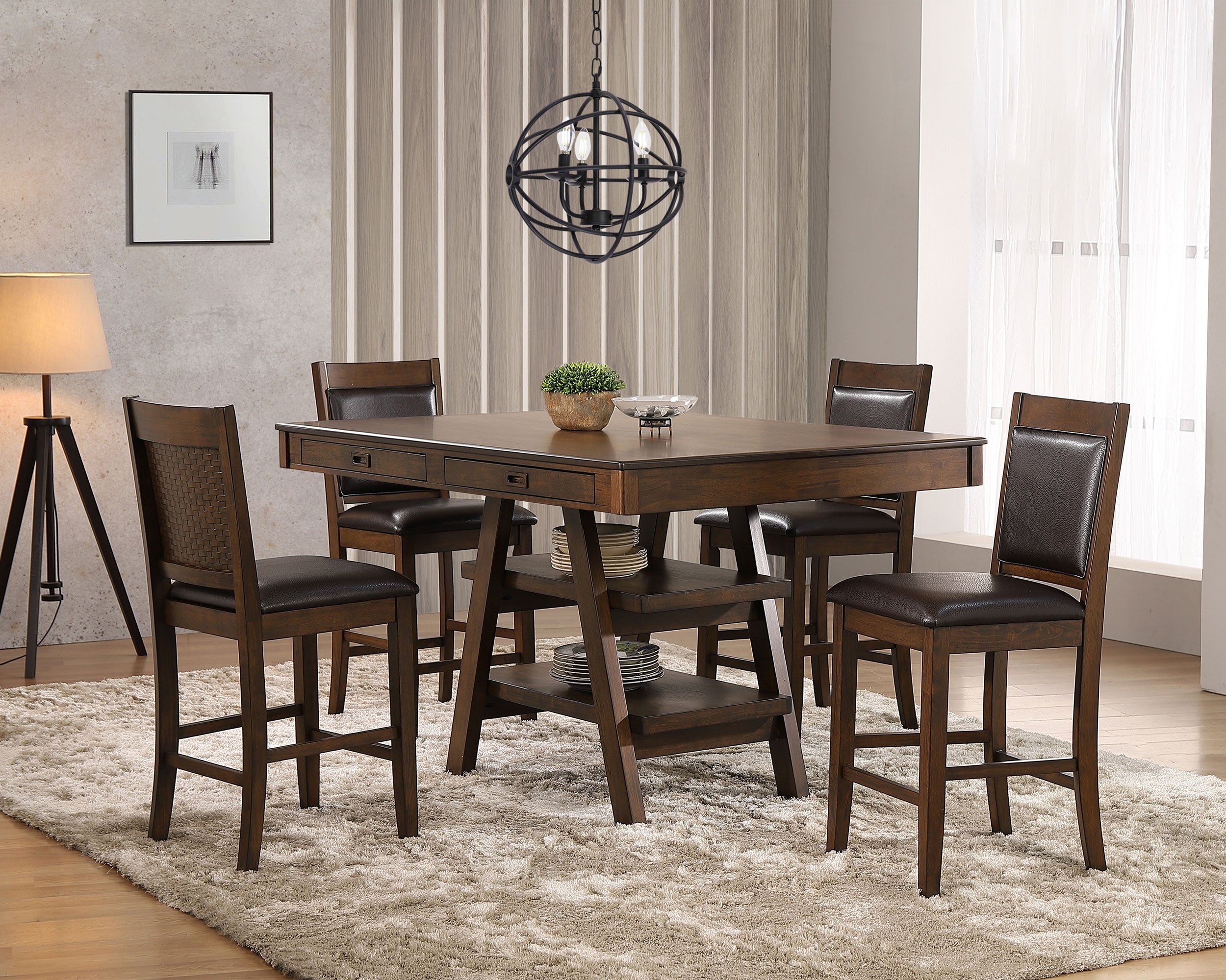 Dewey 5-piece Rectangular Dining Table Set Walnut-CoasterEssence