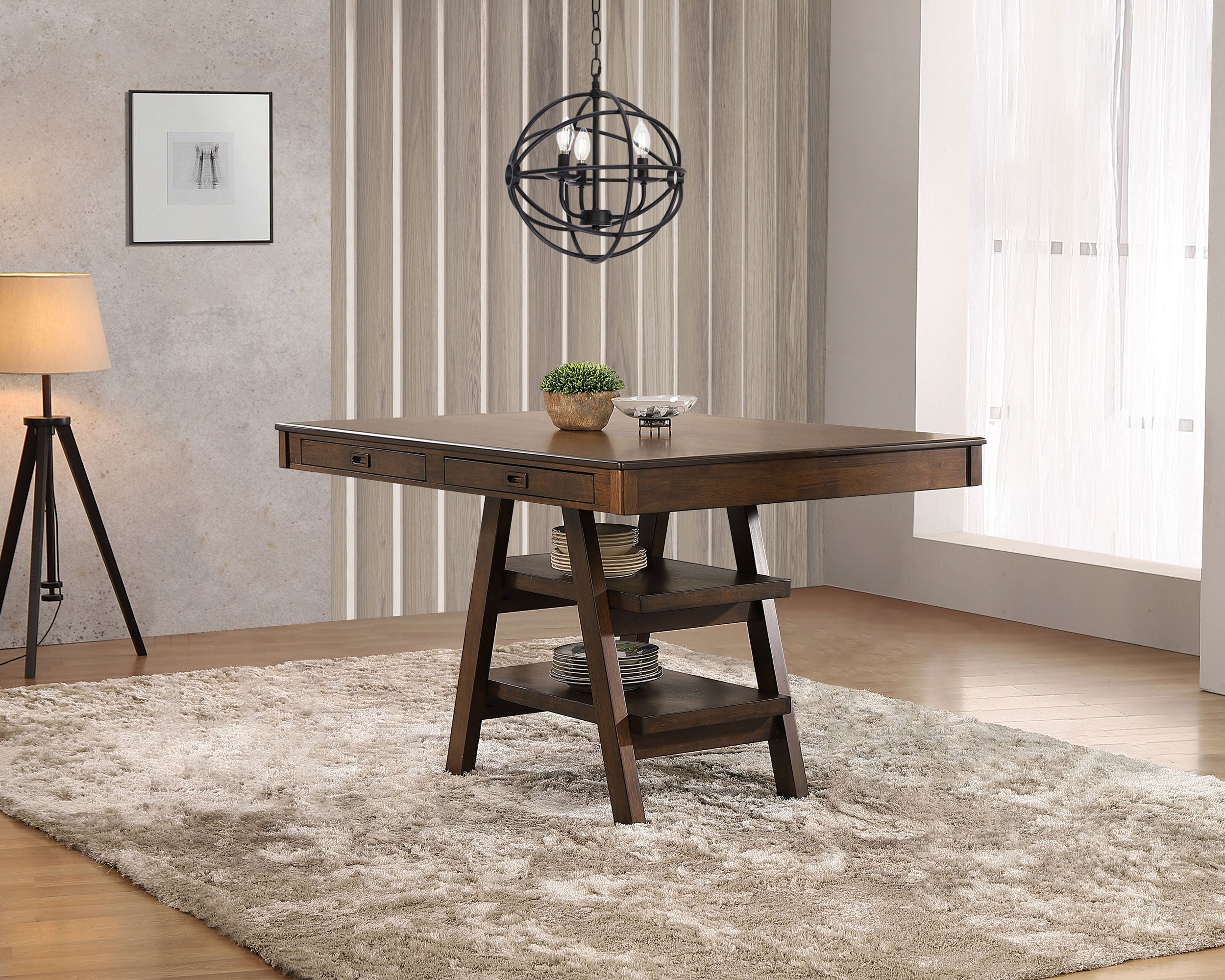 Dewey Rectangular 60-inch Counter Height Dining Table Walnut-CoasterEssence