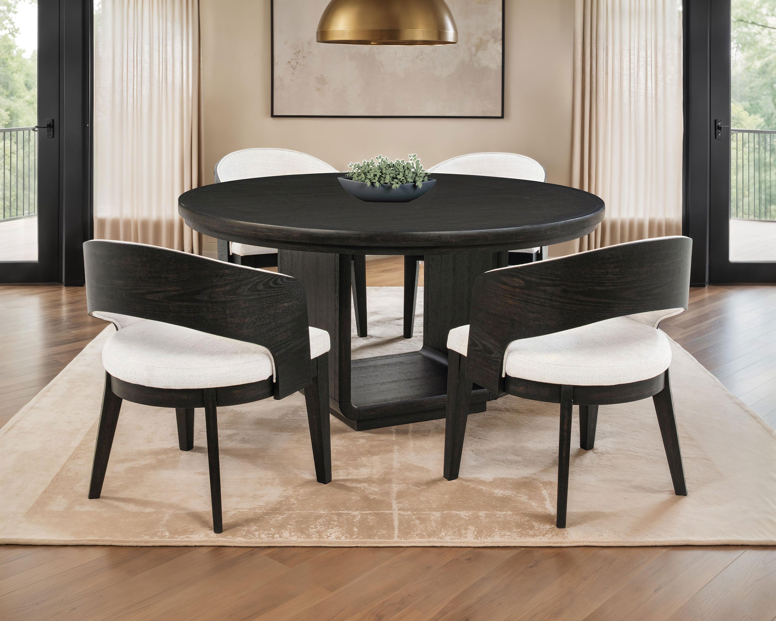 Leandro 5-piece Round Dining Table Set Burnished Black-Coaster