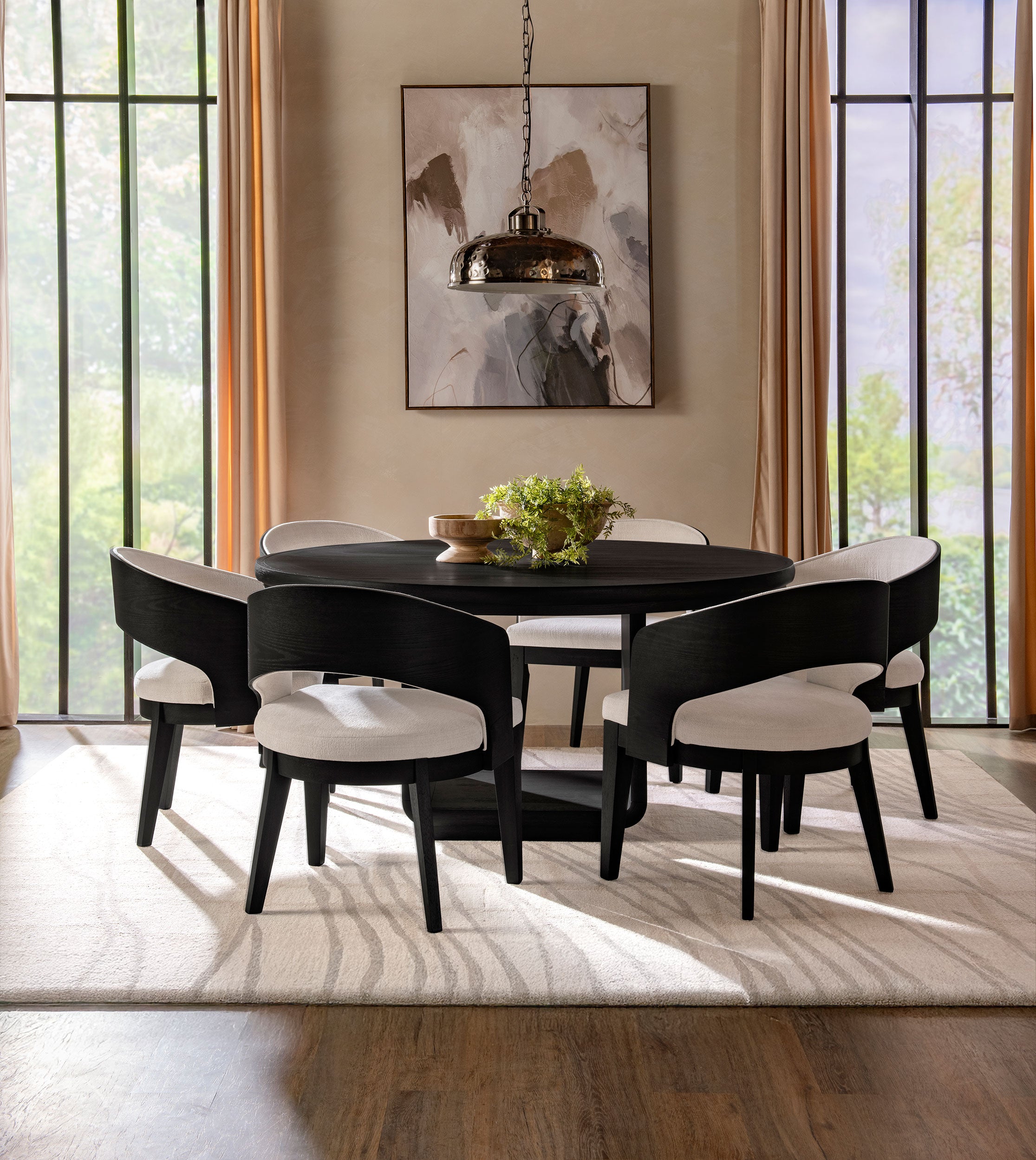 Leandro 5-piece Round Dining Table Set Burnished Black-Coaster