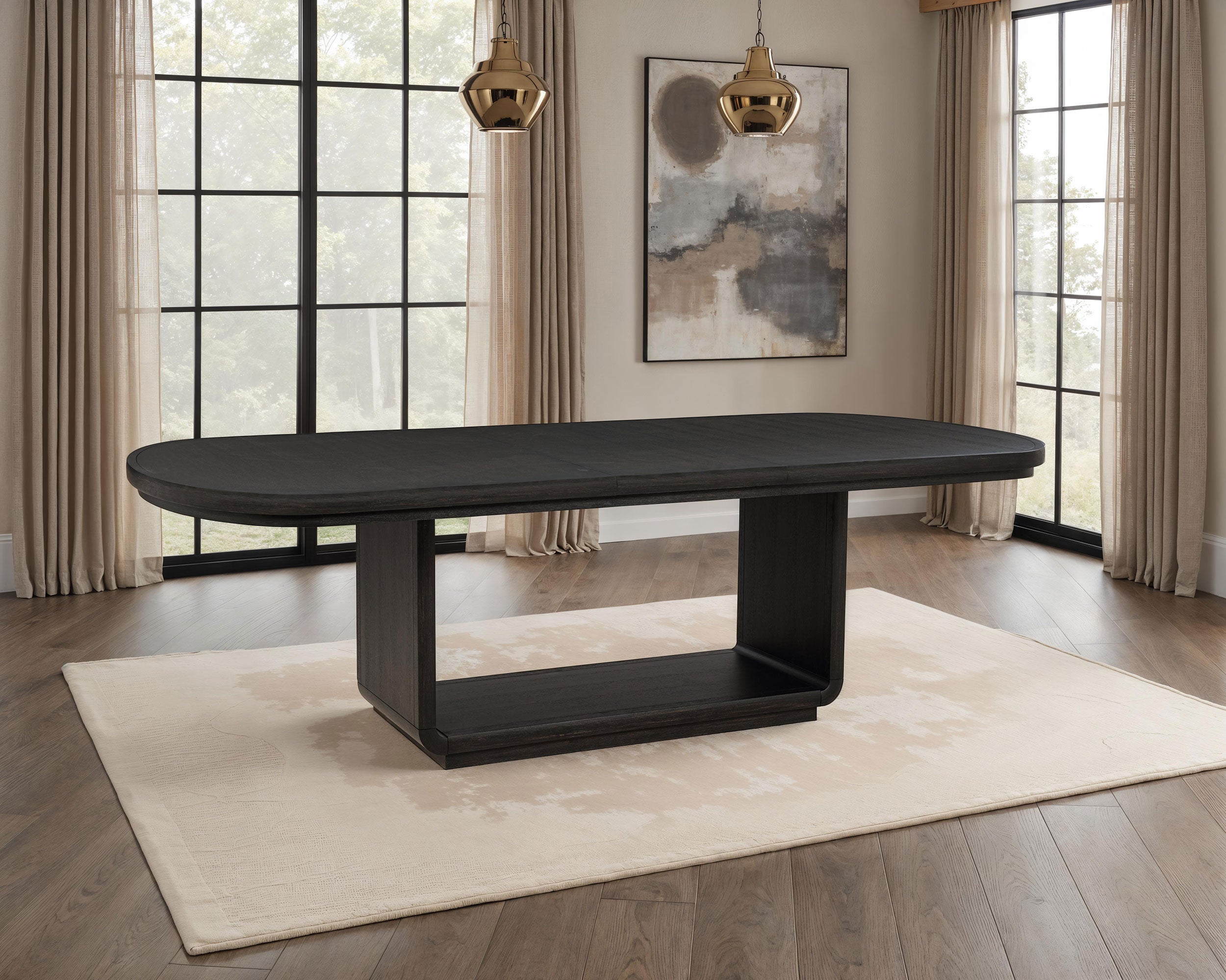 Leandro 78-inch Extension Dining Room Table Burnished Black-