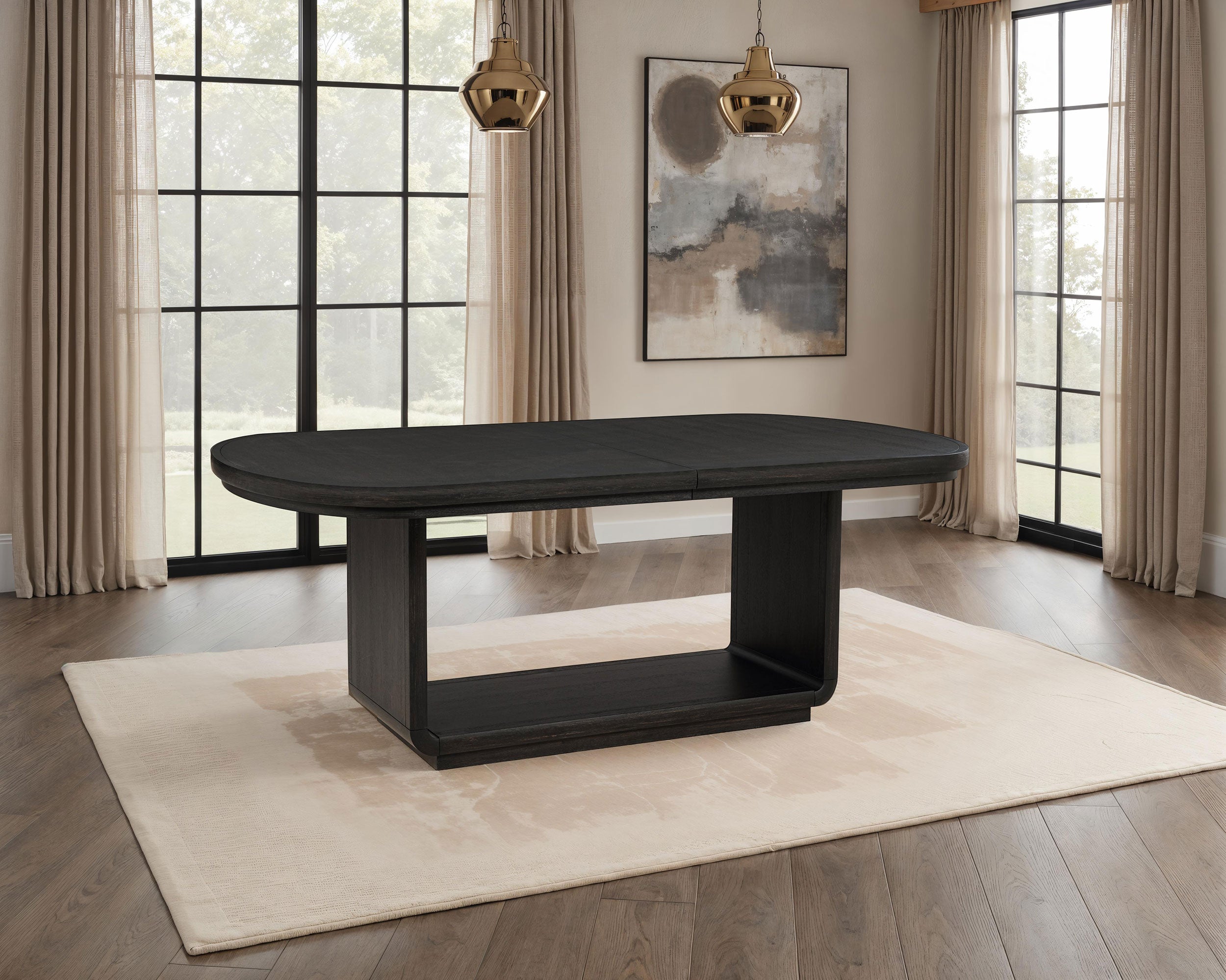Leandro 78-inch Extension Dining Room Table Burnished Black-