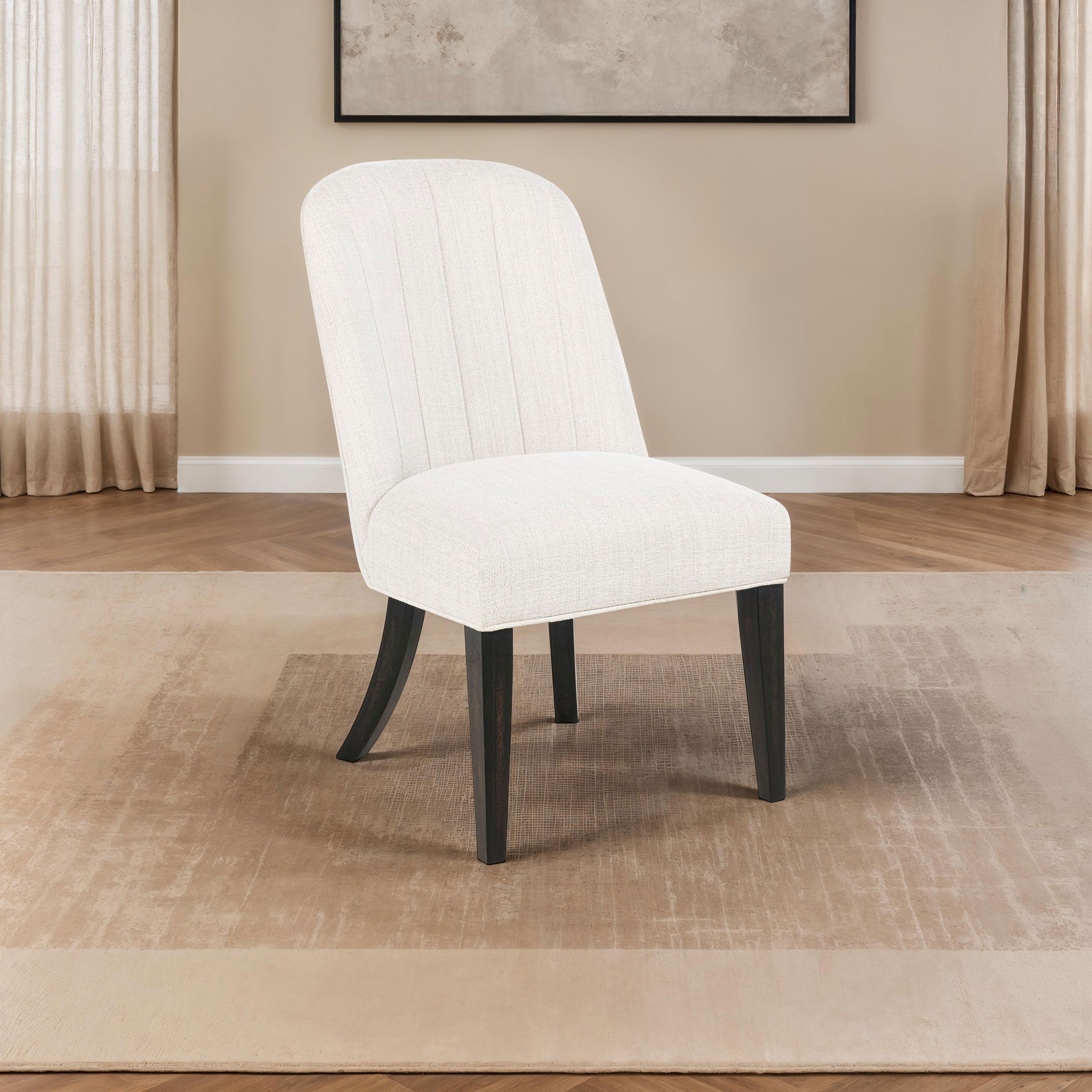 Leandro Upholstered Dining Side Chair Cream (Set of 2)-