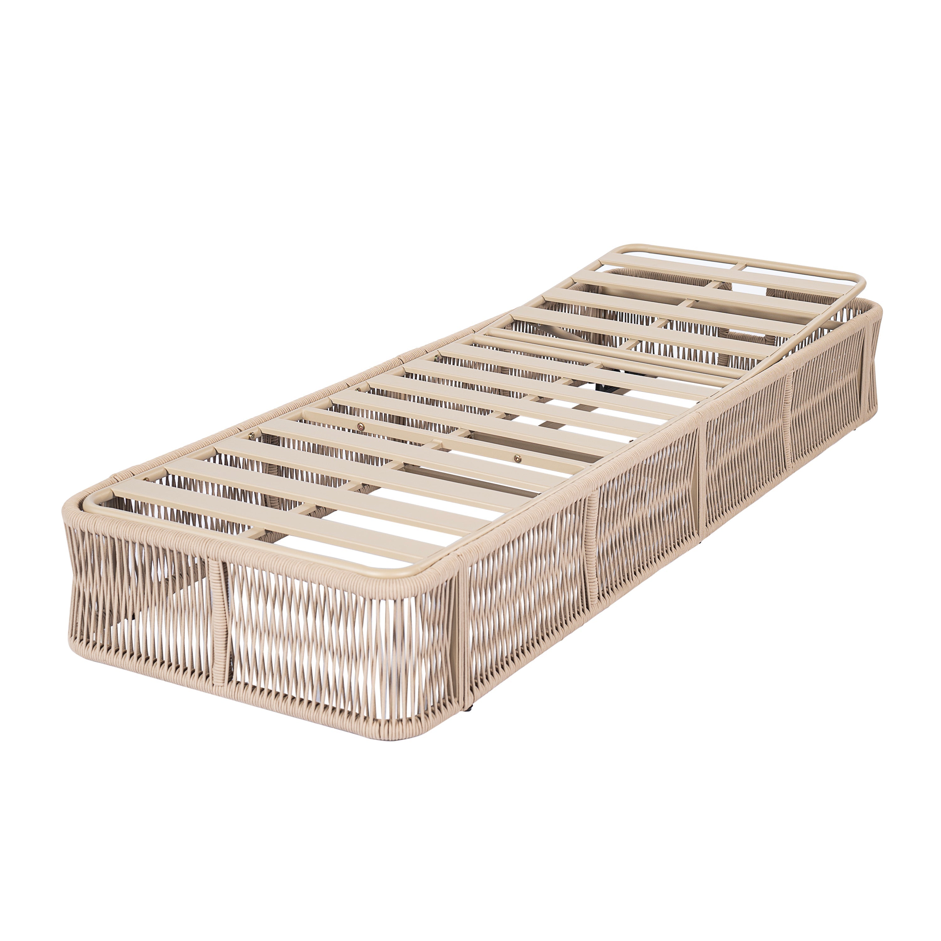 Beige and White Adjustable Sunlounge with Woven Rope Base