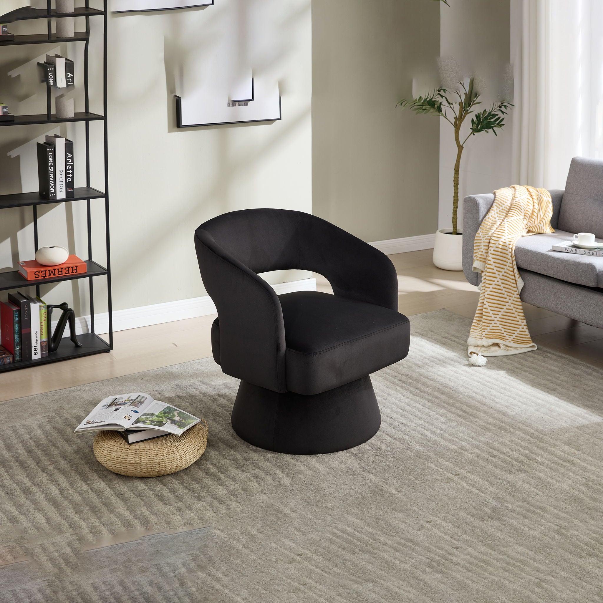 Swivel Barrel Chair With 360 Degree Rotation