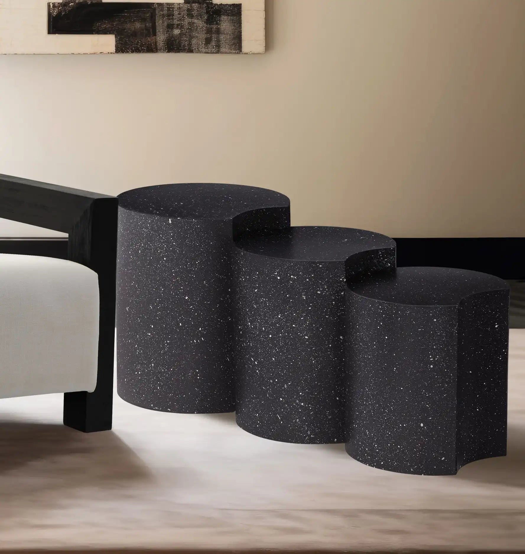 Dimple - 3 Piece Modular End Table - Terazzo Finish