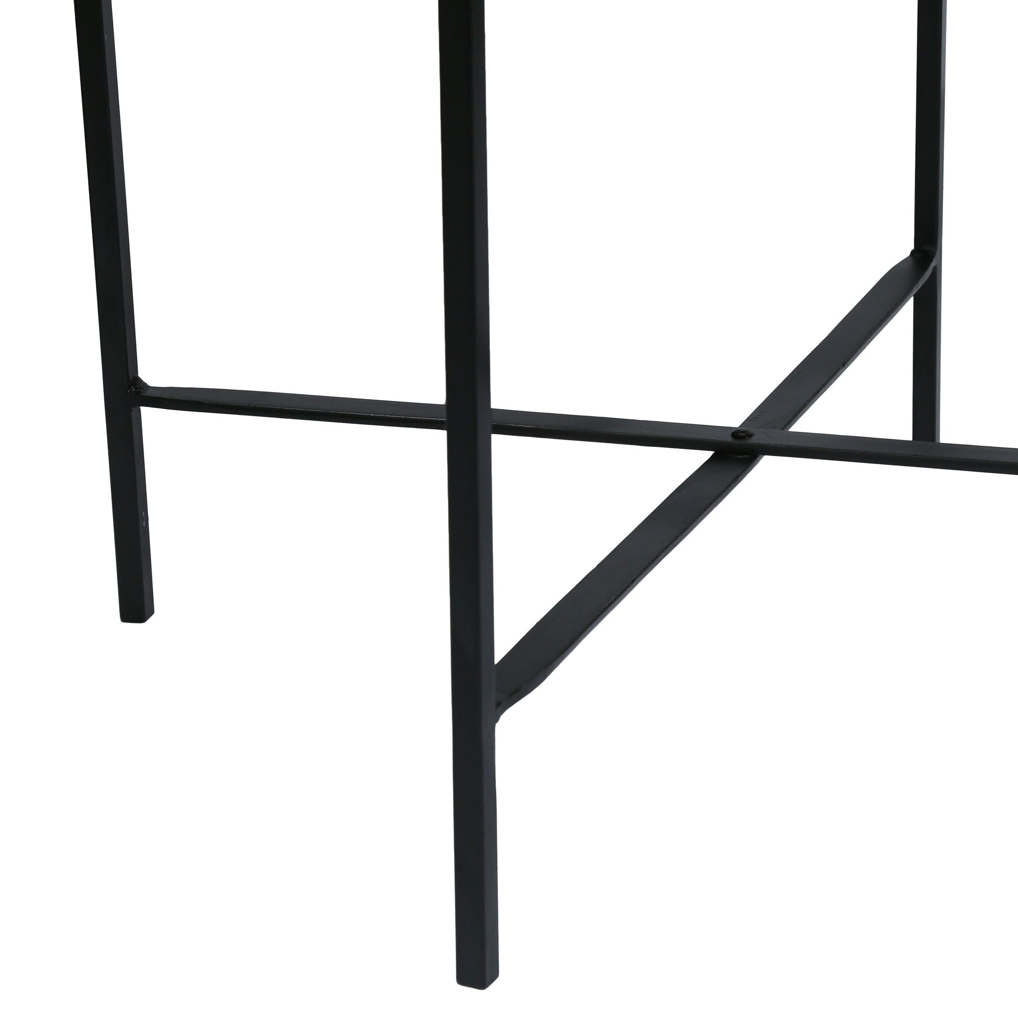 Modern Industrial Round End Table With Tray Top And Foldable Iron Legs - Natural